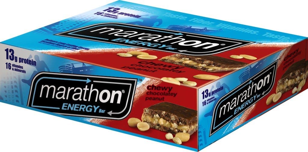 MARATHON Chewy Chocolate Peanut Energy Bar Singles Size 1.94-Ounce Bar 12-Count Box