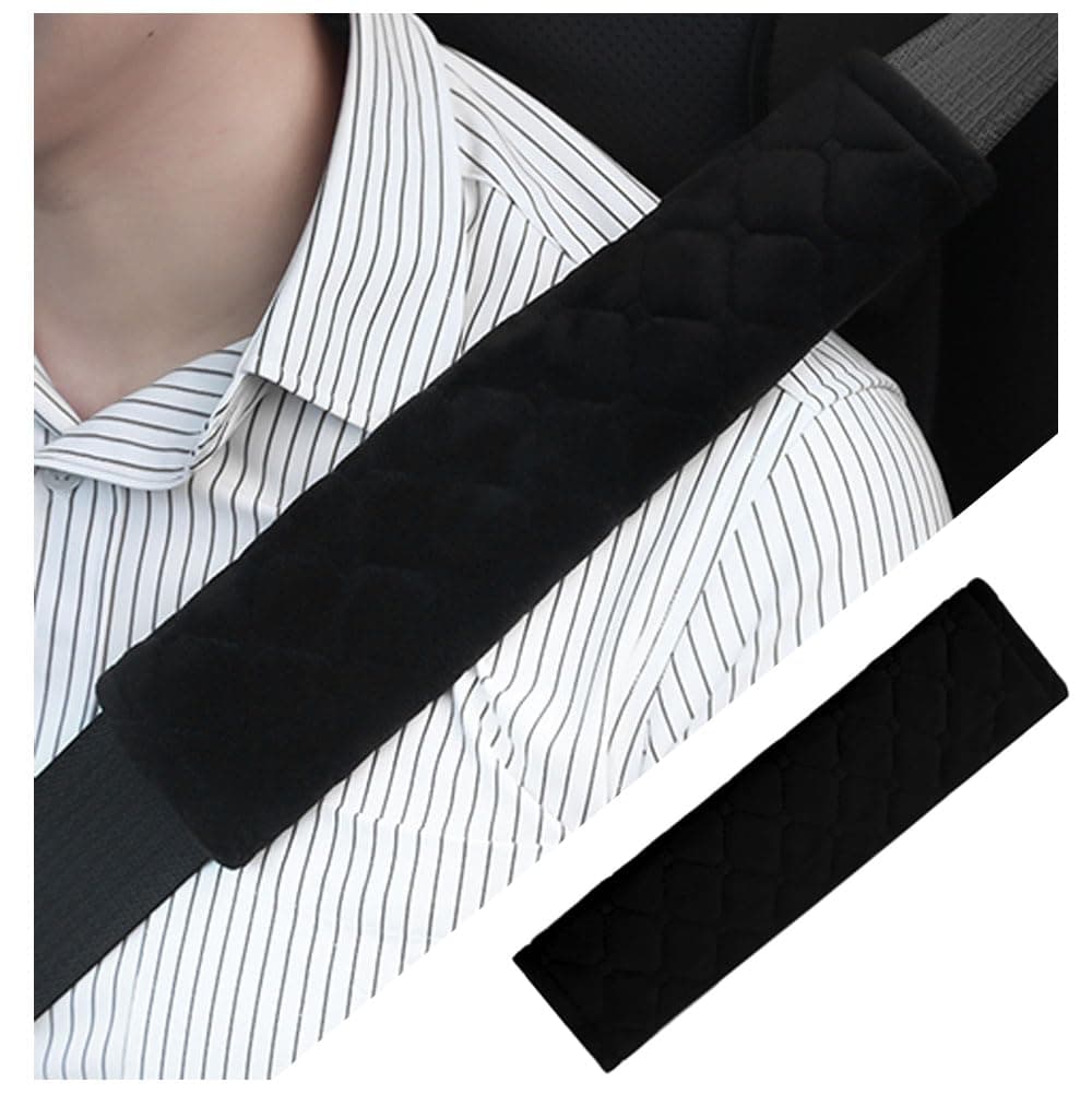 Aokdom 2pcs Soft Fluffy Seatbelt Covers Close Shoulder Protection,Comfortable Car Interior Accessories,Cars Trucks SUV Driving Car Seatbelt Pads,Car Supplies Suitable for Men and Women (Black/2pcs)