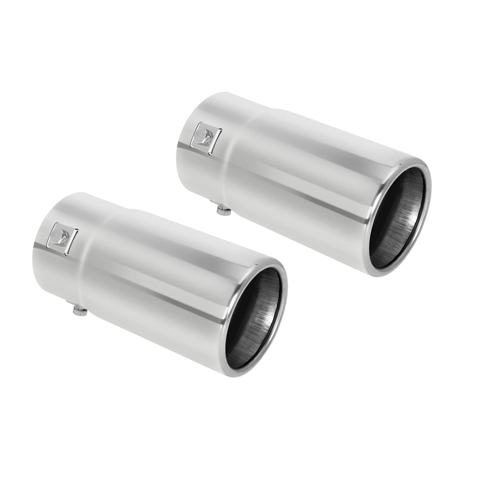 Tritrust Pack of 2 Exhaust tip - to Fit 1.75 to 2.5 Inch Exhaust Tail Pipe Diameter- Stainless Steel to give Chrome Effect - Car Muffler Tips