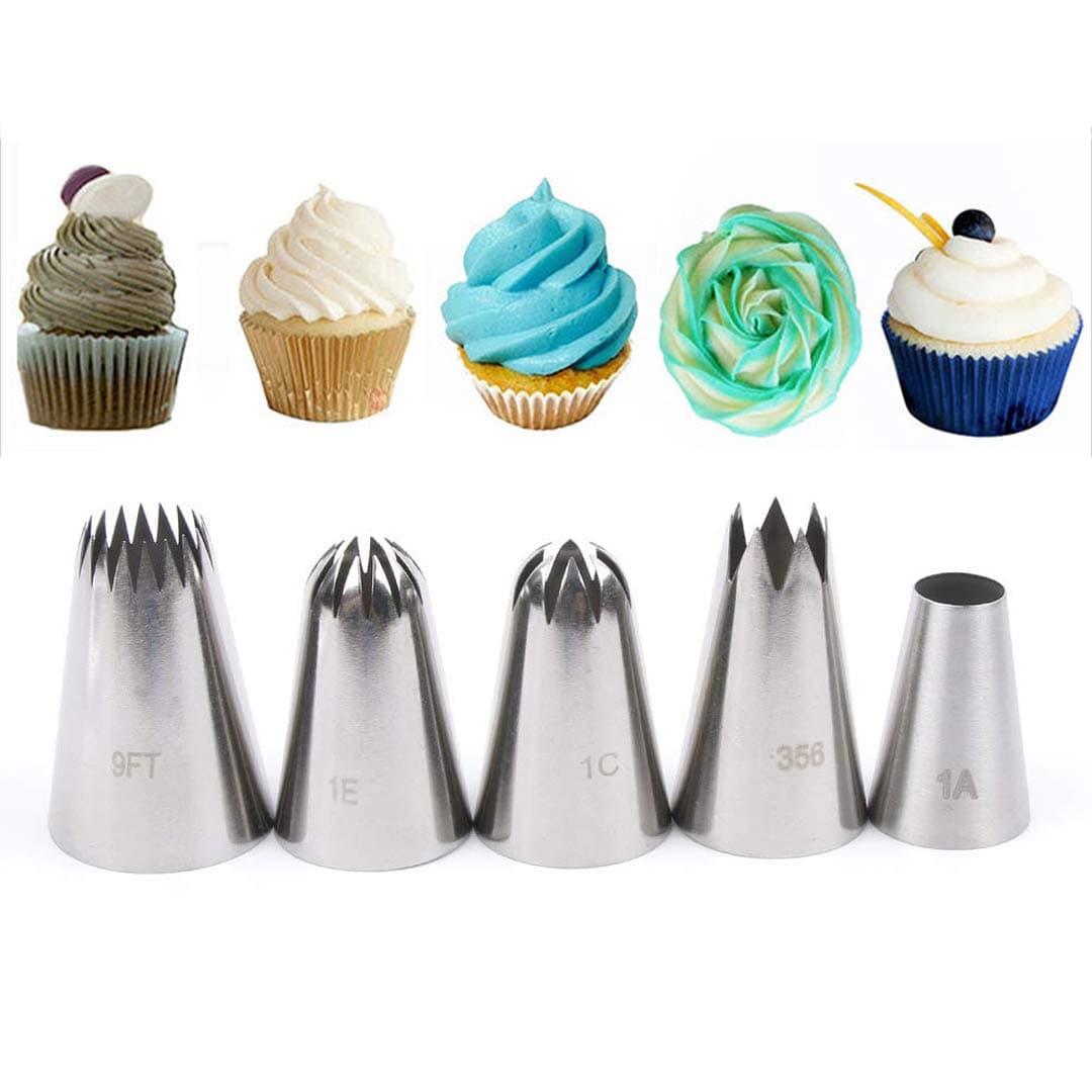 Gracelaza large flower cake big decorating tips set-ideal pastry DIY tools kit for cupcakes and backing cookies #2, steel