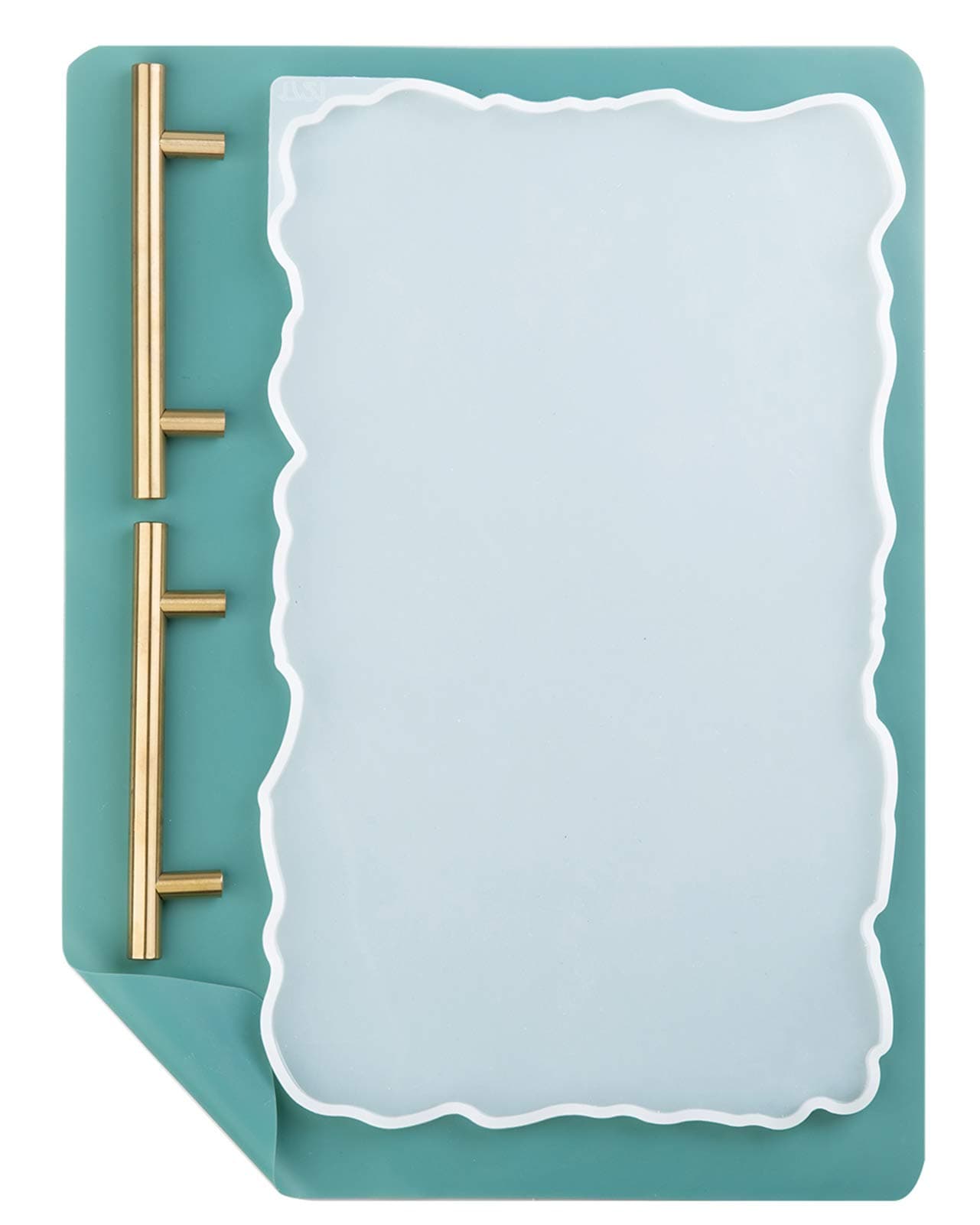 Geode Agate XL Silicone Tray Mold & Gold Handles with A3 Extra Large Silicone Sheet for DIY Crafts, Epoxy Resin Casting Molds for Making Faux Agate Tray, Serving Board