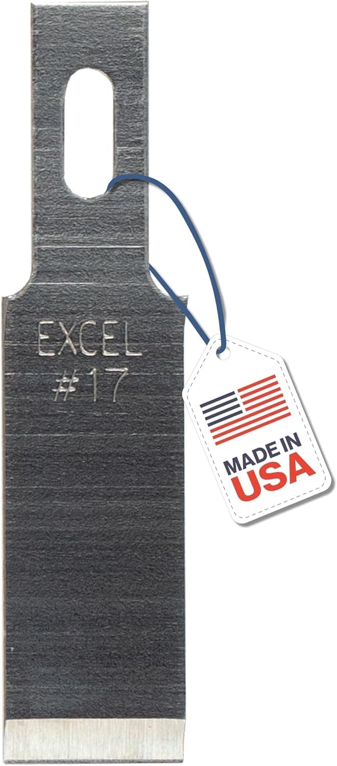 Excel Blades #17 Chisel Craft Knife Refills, 50 Carbon Steel Hobby Knife Blades for Smooth Carving, Trimming and Scraping on Models, Stencils, Foam Board and DIY Craft Projects, Made in USA