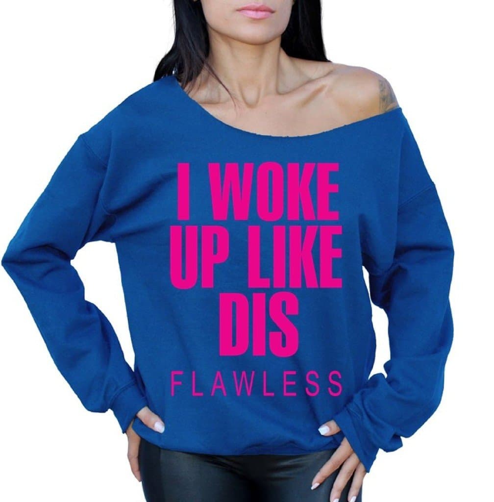 icustomworld I Woke Up Like Dis Off The Shoulder Oversized Sweater Sweatshirt