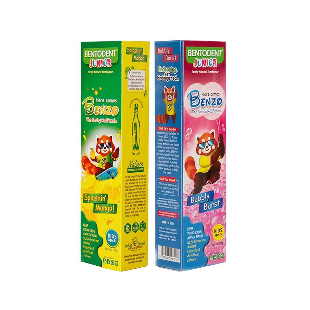 100% Natural Kids super saver pack bubble gum 100g & mango 100g Toothpaste, Fluoride Free, Sls Free, Complete oral care protection for kids, Fresh Breath, Best for kids 2+ years