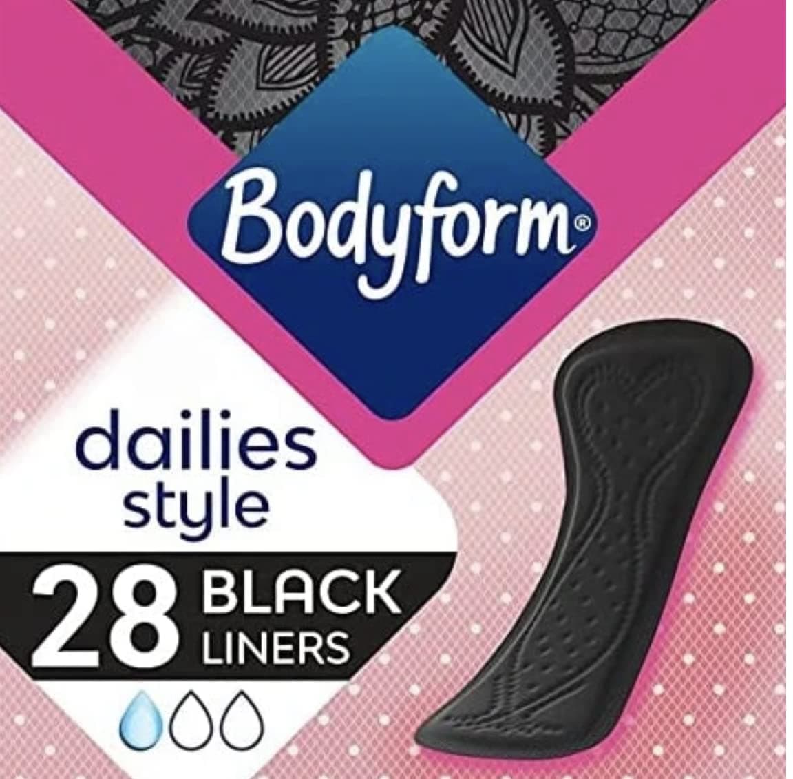 – Bodyform 4 x Black Normal Panty Liners 28 per pack