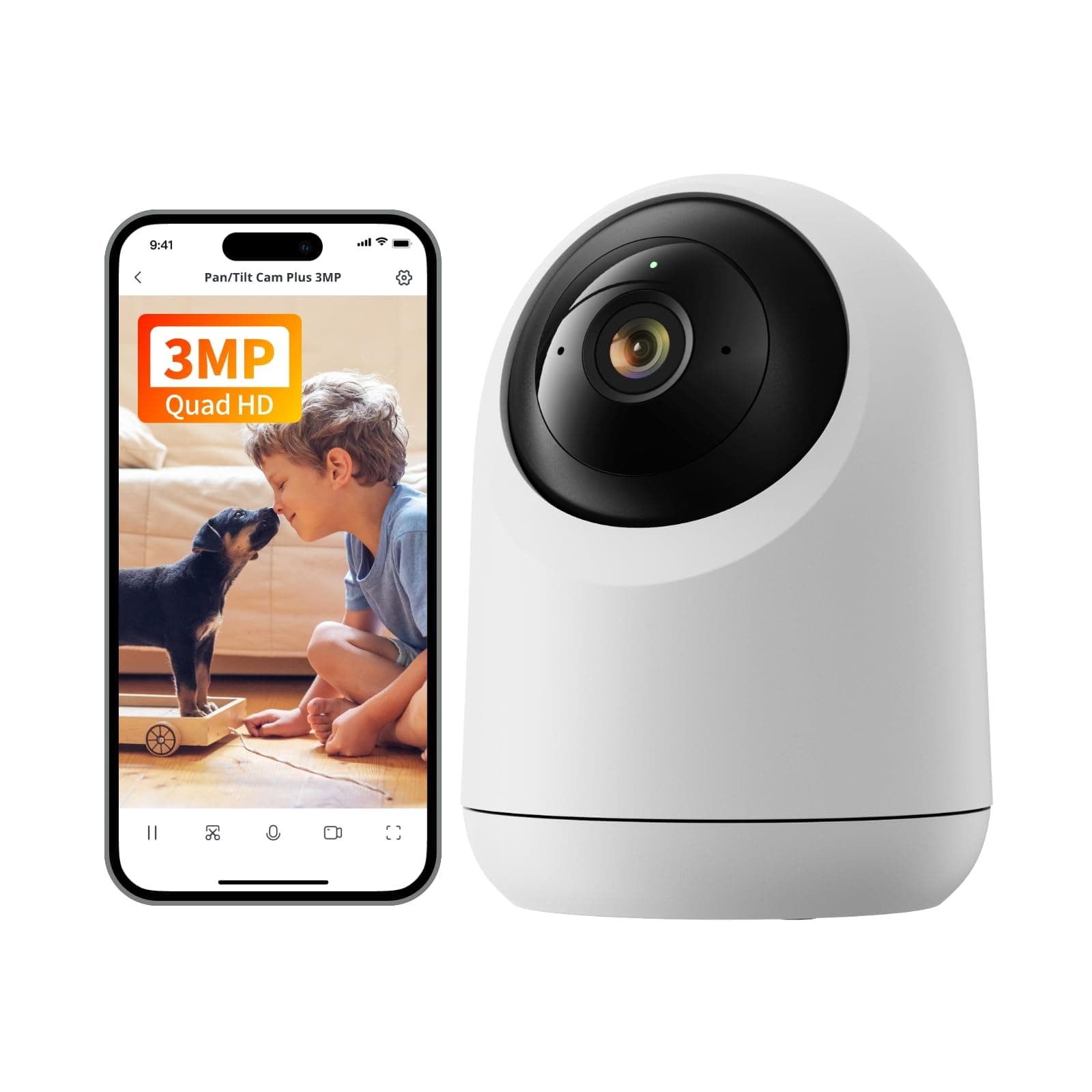 Security Indoor Camera 2K - Pan/Tilt Cam 3MP for Baby Pet Monitor, 2.4G Wi-Fi Plug-in, Night Vision, 2 Way Audio, 360 Motion Tracking, Privacy Mode, Works with Alexa, Cloud & SD Storage 256G