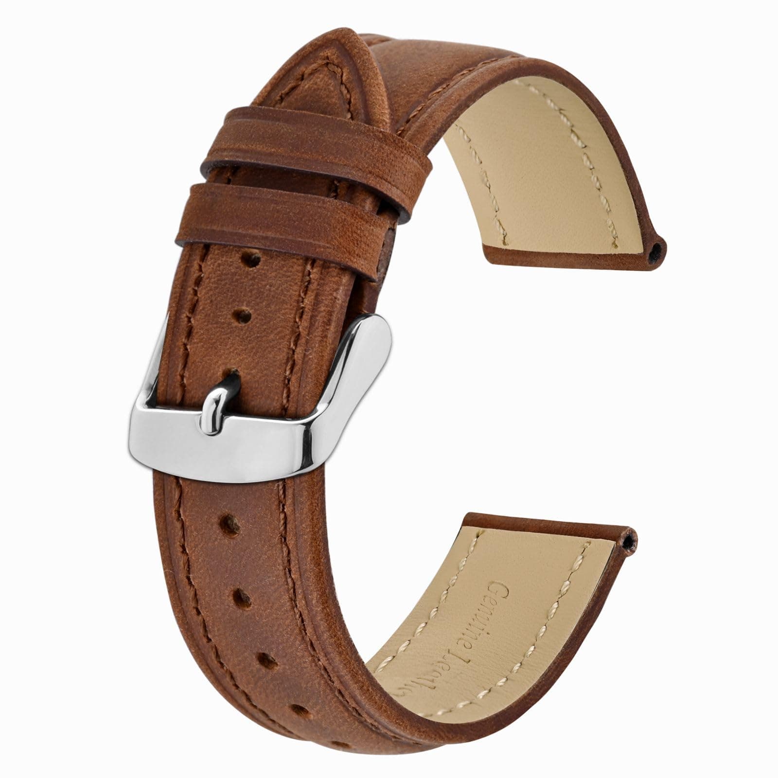 BISONSTRAP Watch Strap, Vintage Leather Replacement Bracelet, Band Width-14mm 15mm 16mm 17mm 18mm 19mm 20mm 21mm 22mm 23mm 24mm
