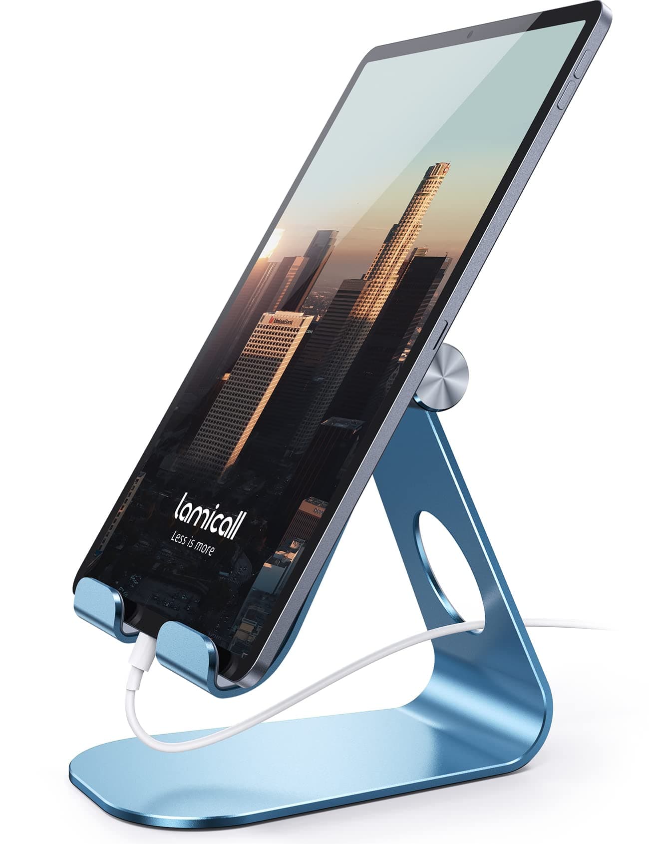Lamicall Tablet Stand, Adjustable Tablet Holder - Desktop Stand Dock Holder Gifts Compatible with 4-13" Tablets Such as iPad Pro 11, 9.7, 10.5, 12.9 Air Mini, Kindle, Tab, iPhone Air 17 Pro Max, Blue