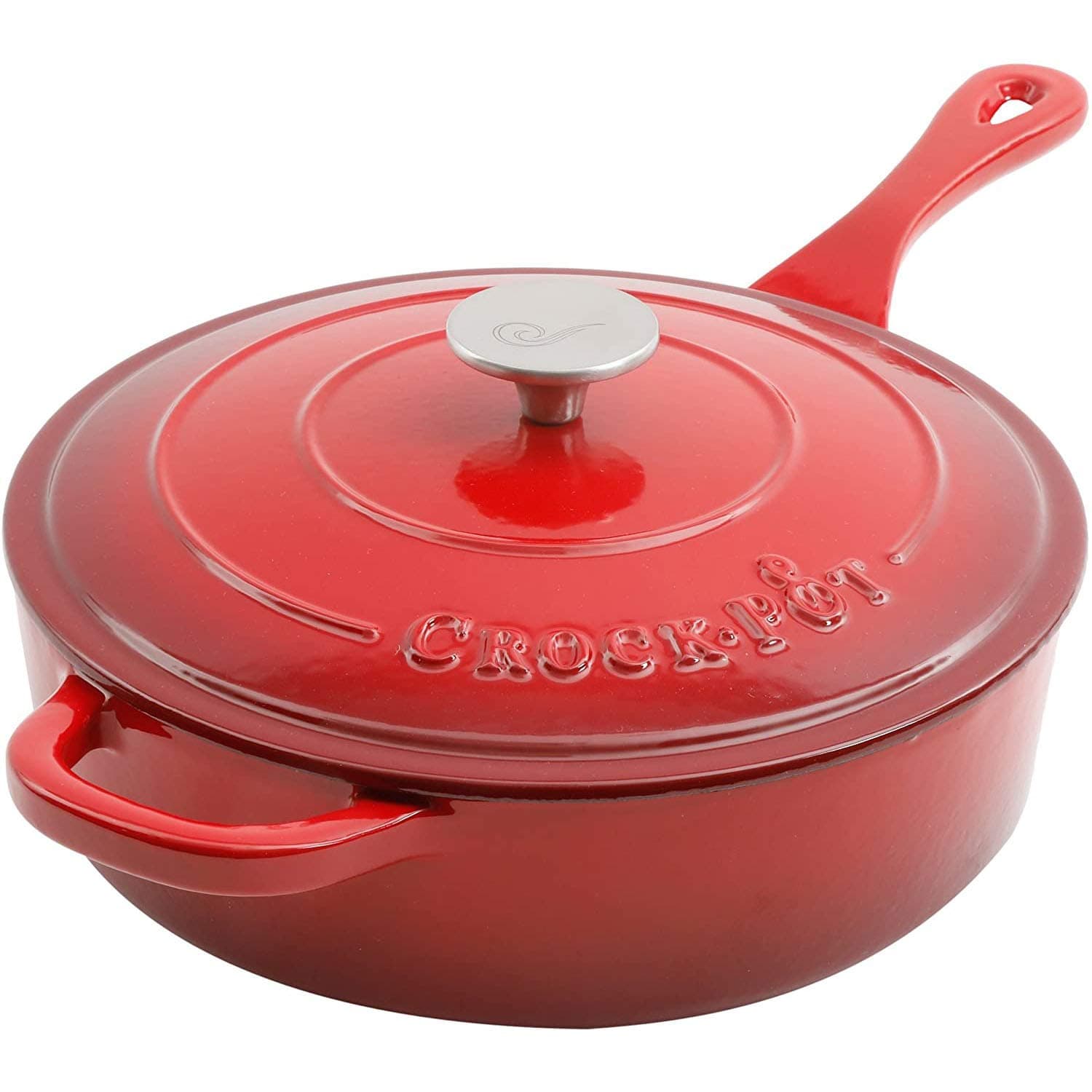 Crock-Pot Crock Pot Artisan 3.5 Quart Enameled Cast Iron Deep Sauté Pan, Scarlet Red