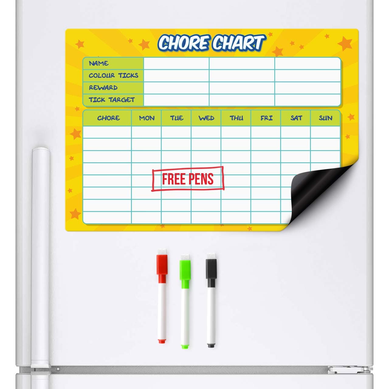 CHORE CHART Magnetic Refrigerator Board - By CKB Ltd With Drywipe Marker White Board & Pen - Magnet Whiteboard Kitchen Home Office Memo Notice Family Rota Large Jobs To Do A3 Meal Daily Planner