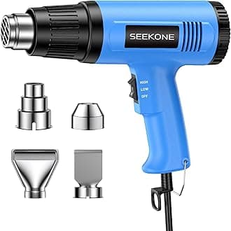 SEEKONE Heat Gun, 1800W Heavy Duty Hot Air Gun Kit Dual-temperature Setting 572℉&1112℉, Hot Heat Gun with Overheat Protection, 4 Nozzles Included, for Shrinking PVC, Stripping Paint, Crafts (5.2ft)