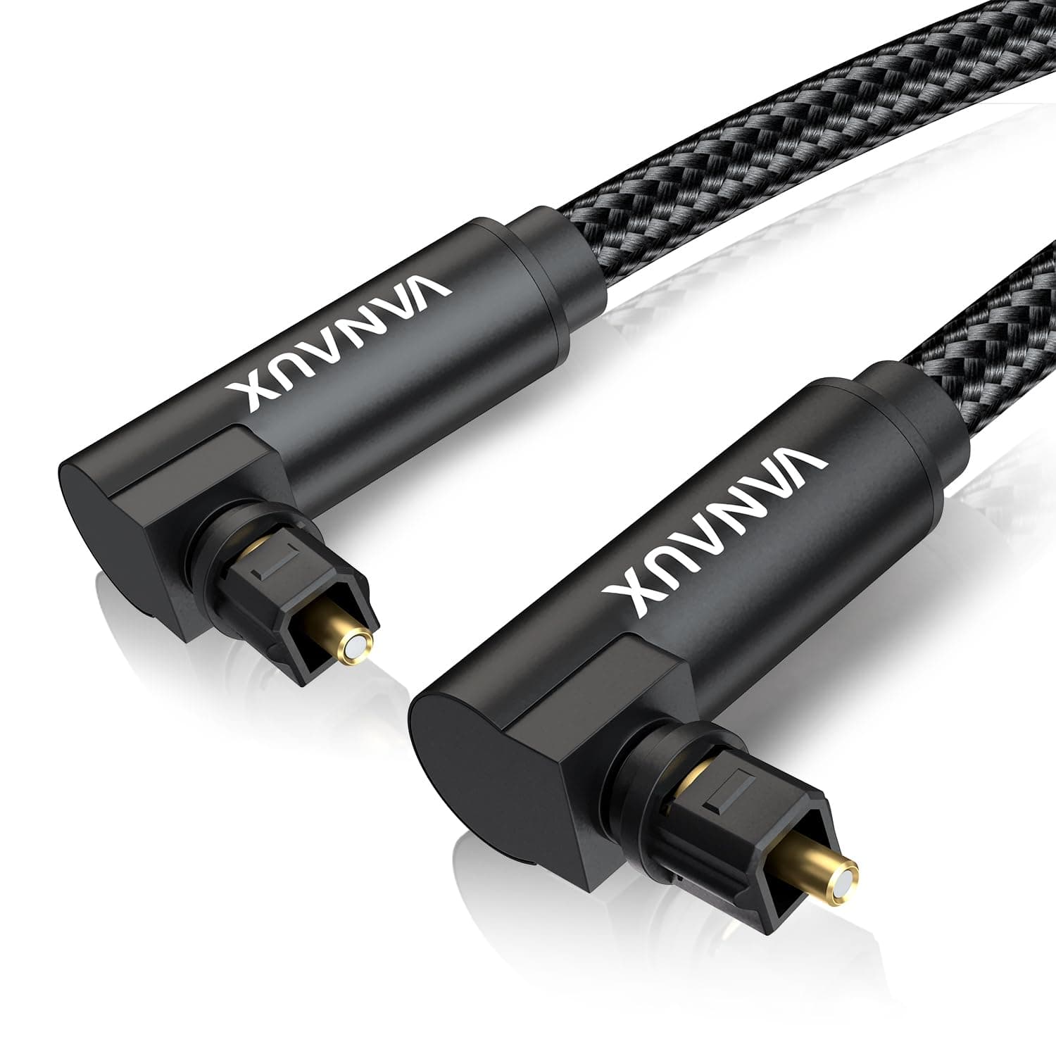 90 Right Angle Optical Audio Cable, 6.6ft, Black, Male to Male, TOSLINK, Compatible with TV, Sound Bar, PS4, Xbox