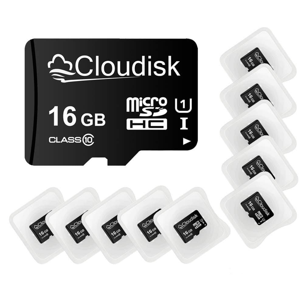 Pack of 10 Micro SD Card 16GB Flash Memory Card C10 A1 U1 Micro SDHC with SD Adapter, Card Reader (16GB)