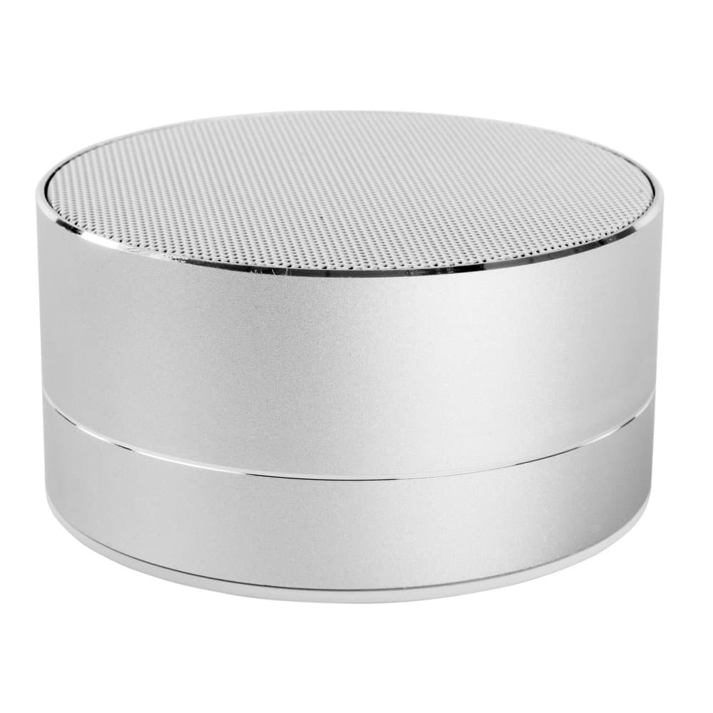 Akai DYNMX Bluetooth Wireless Cylinder Speaker with Built-In Rechargeable Battery, Microphone, USB, 3 W Speaker, Playback Via TF Card, 3.5 Hours Playtime, Stylish Aluminium Finish, Silver