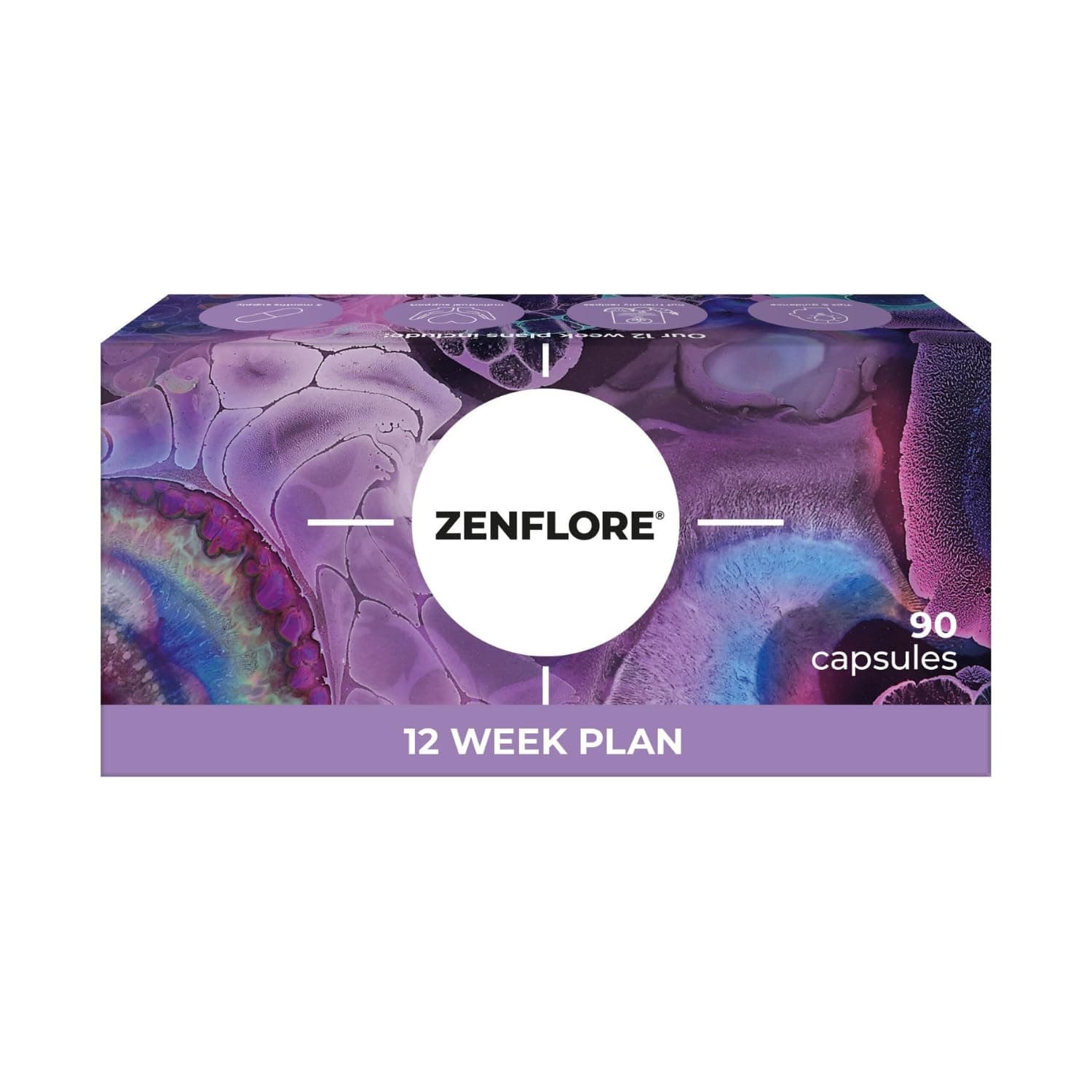 Zenflore 12 Week Plan - by PrecisionBiotics - Probiotics Supplement with Unique Bifidobacterium Longum Bacteria Strain 1714 + Vitamin B6 and B12 - for Mental Performance - 90 Capsules