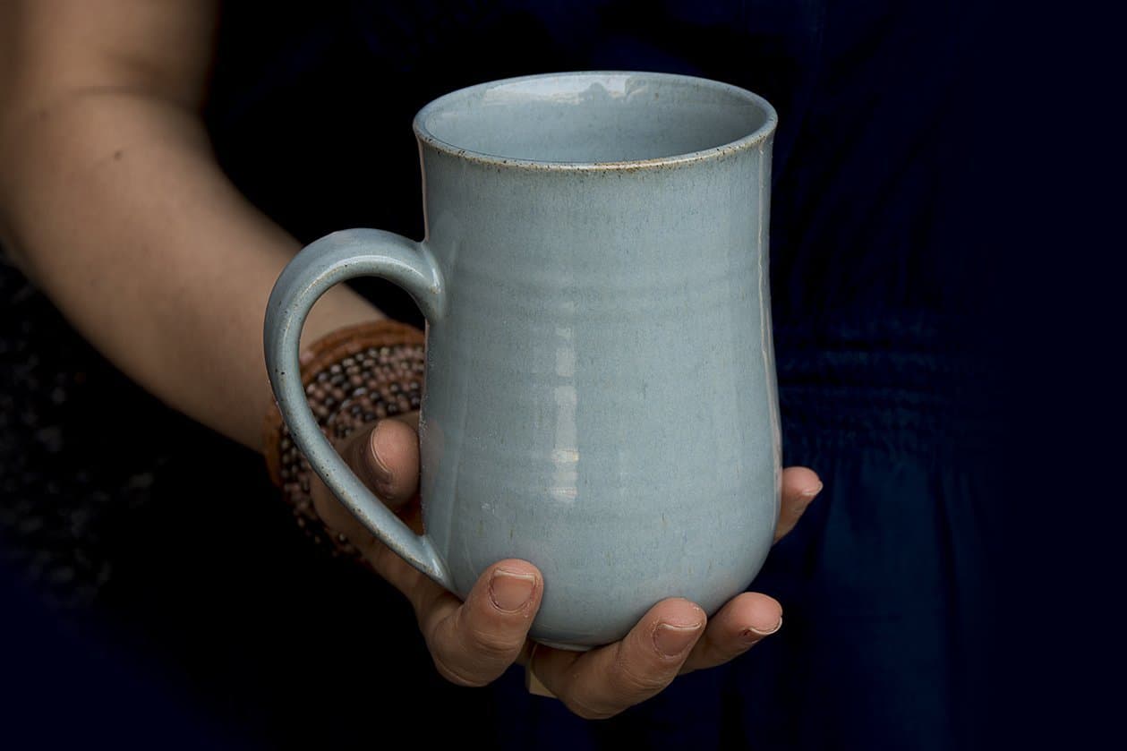 Pottery Handmade 14oz Light Steel Blue Mug/Stoneware Ceramic Mugs