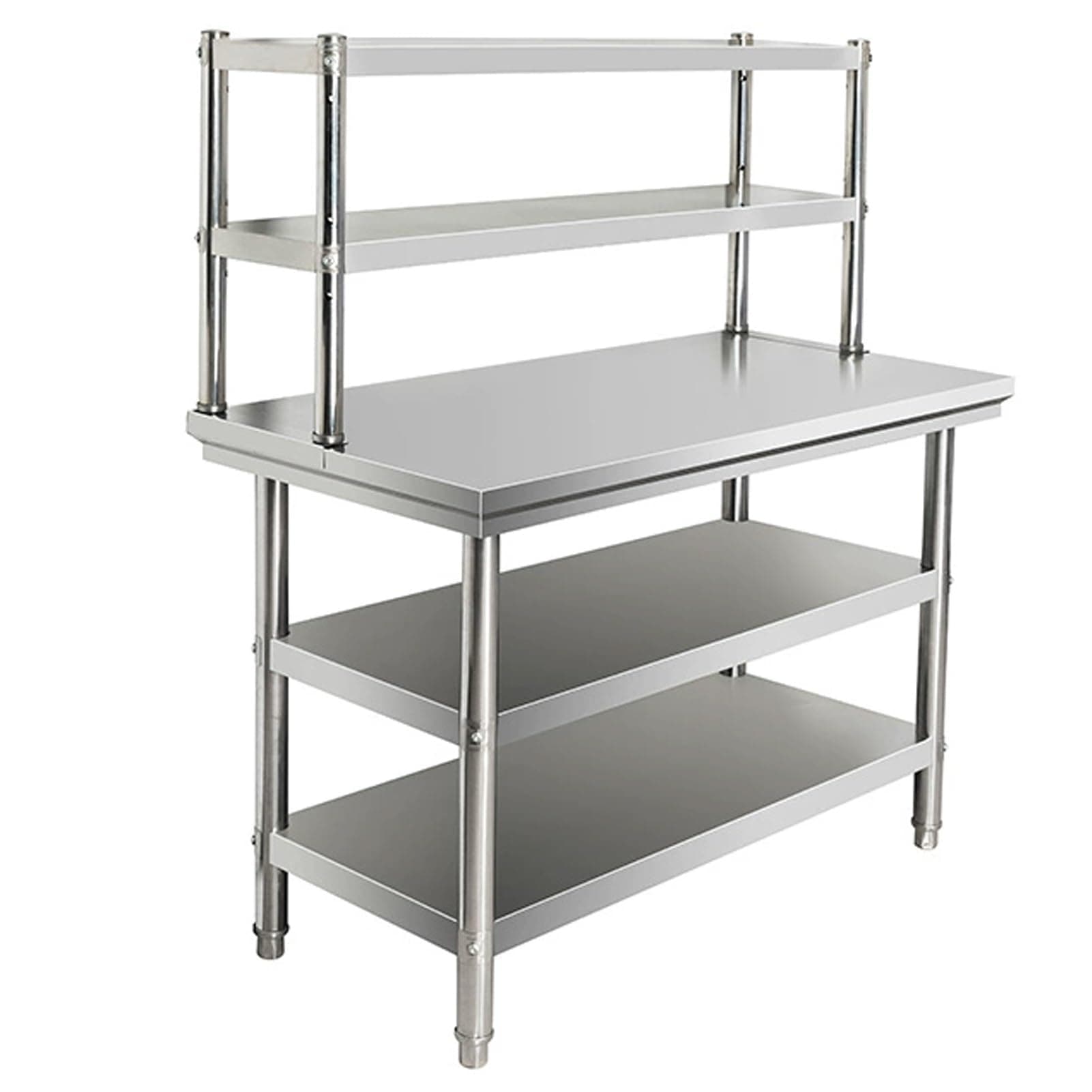 Stainless Steel Kitchen Prep Table, Stainless Steel Kitchen Catering Table, Food Prep Worktable with Adjustable Top Shelf, Heavy Duty Commercial Work Table for Home Kitchen(80x50x80cm)