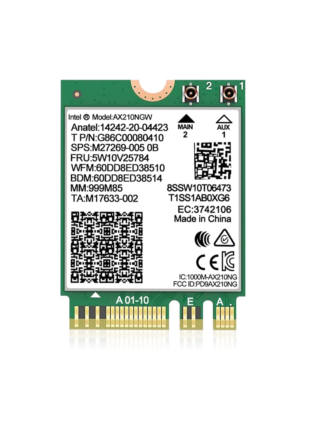 - WiFi 6E Wireless Card Intel AX210 NGW Bluetooth 5.3 Tri-Band 5400Mbps Network Adapter for Laptop Support Windows 10/11 (64bit) M.2/NGFF