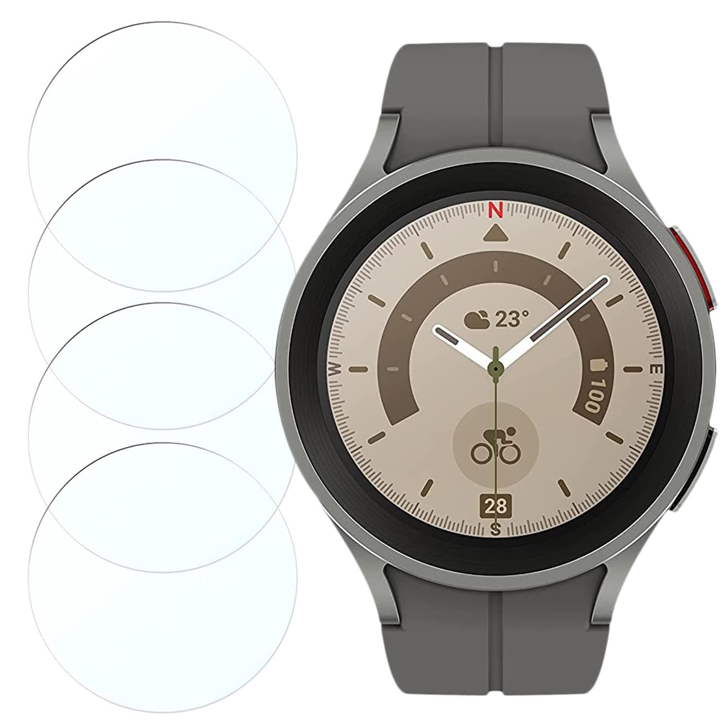 HANKN4 Pack for Samsung Galaxy Watch 5 Pro 45mm Tempered Glass Screen Protector, Full Coverage 9H Hardness Scratch-proof Bubble-free Hard Film Glass (45mm)