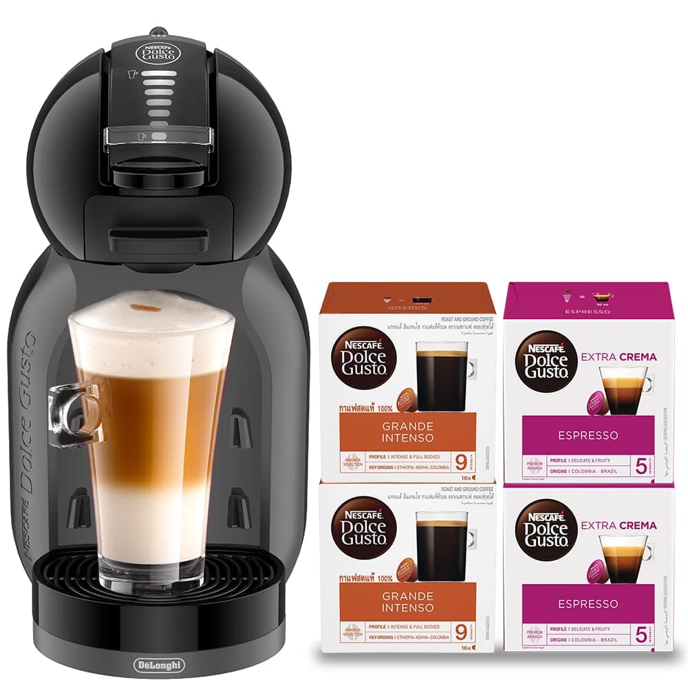 Nescafe Dolce Gusto by De'Longhi MINI ME Automatic Capsule Coffee Machine with 4 FREE Capsule Boxes, Compact & Powerful up to 15 Bar Pressure Coffee Maker EDG305.BG+4CAPS BUNDLE Black