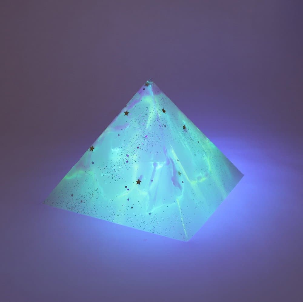 Starry White Pyramid Candle - Aqua Glow In The Dark