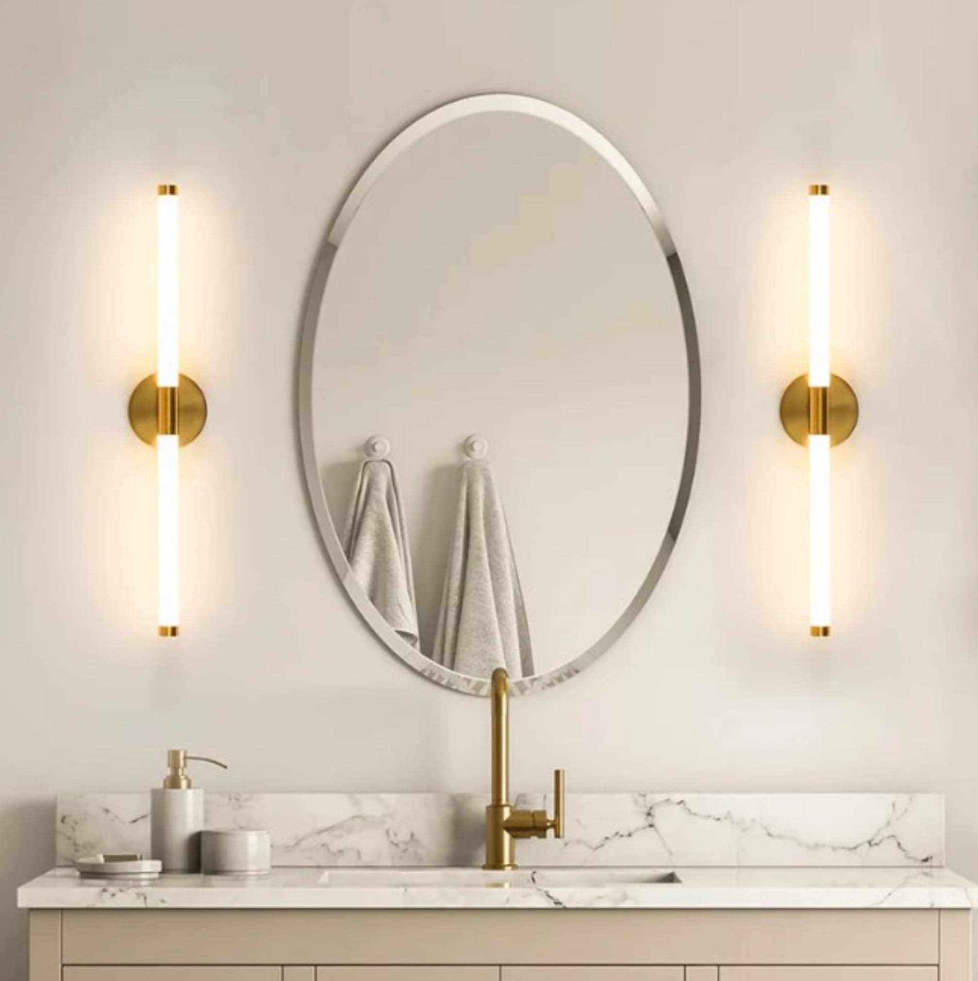 Round Acrylic Luxurious LED Wall Light for Mirror, Wash Basin, Bedroom, Hotel Passage, Living Room | Soft & Bright White LED Lighting - 1 Pack (25mm Wall Light, Pack of 2)