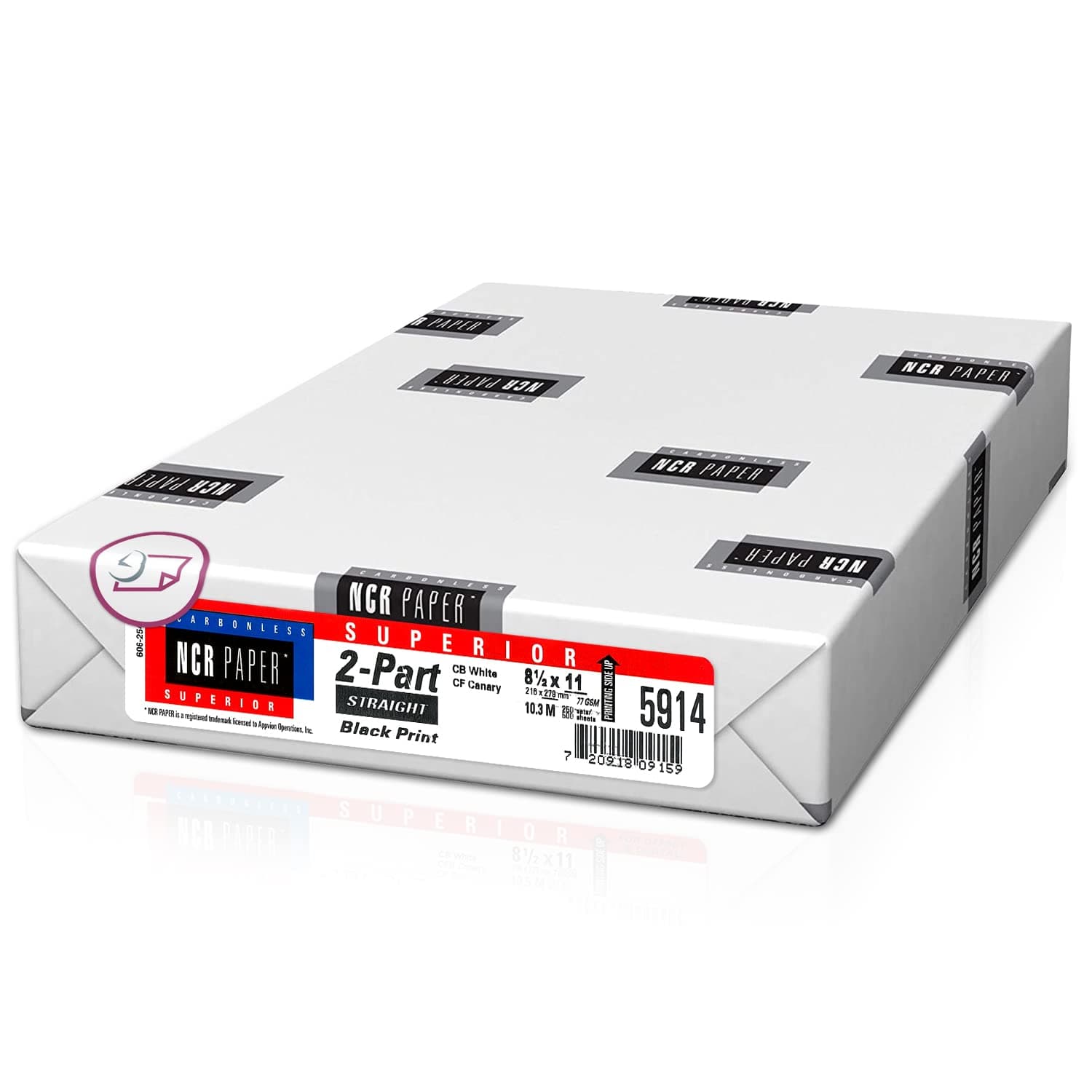 Superior Carbon-less NCR, Pre Collated Paper, 500 Sheets Per Pack (8-1/2" x 11" 2 Part Straight, #5914)