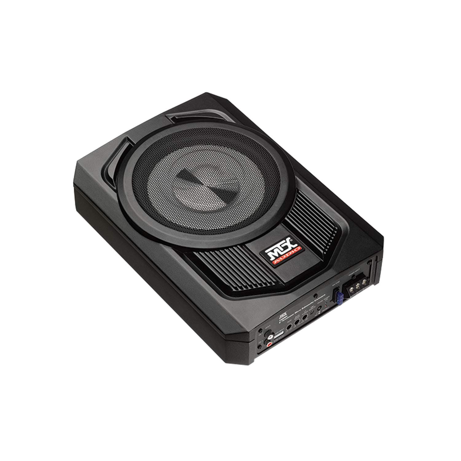 TN8MS Terminator 8 Inch Micro Compact Amplified Subwoofer Enclosure for Small Vehicles with Class A/B Amplifier, Variable Bass Boost, External Bass Control, and Smart Engage Auto Turn On Circuitry