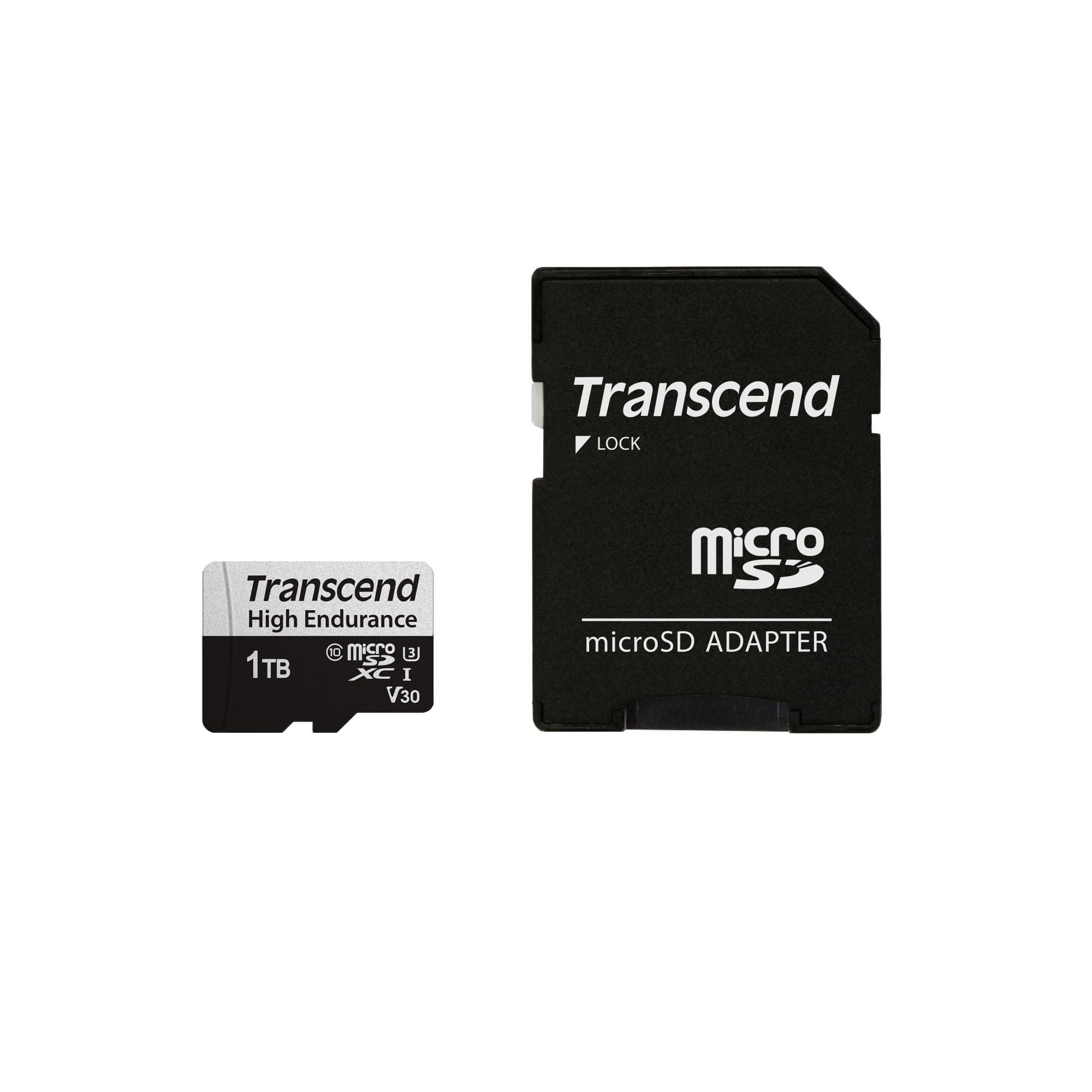 Transcend Heavy Duty MicroSD 1TB UHS-I U3 V30 Class 10 Dash Cam for Security Camera Nintendo Switch Confirmed with SD Card Converter Adapter TS1TUSD350V