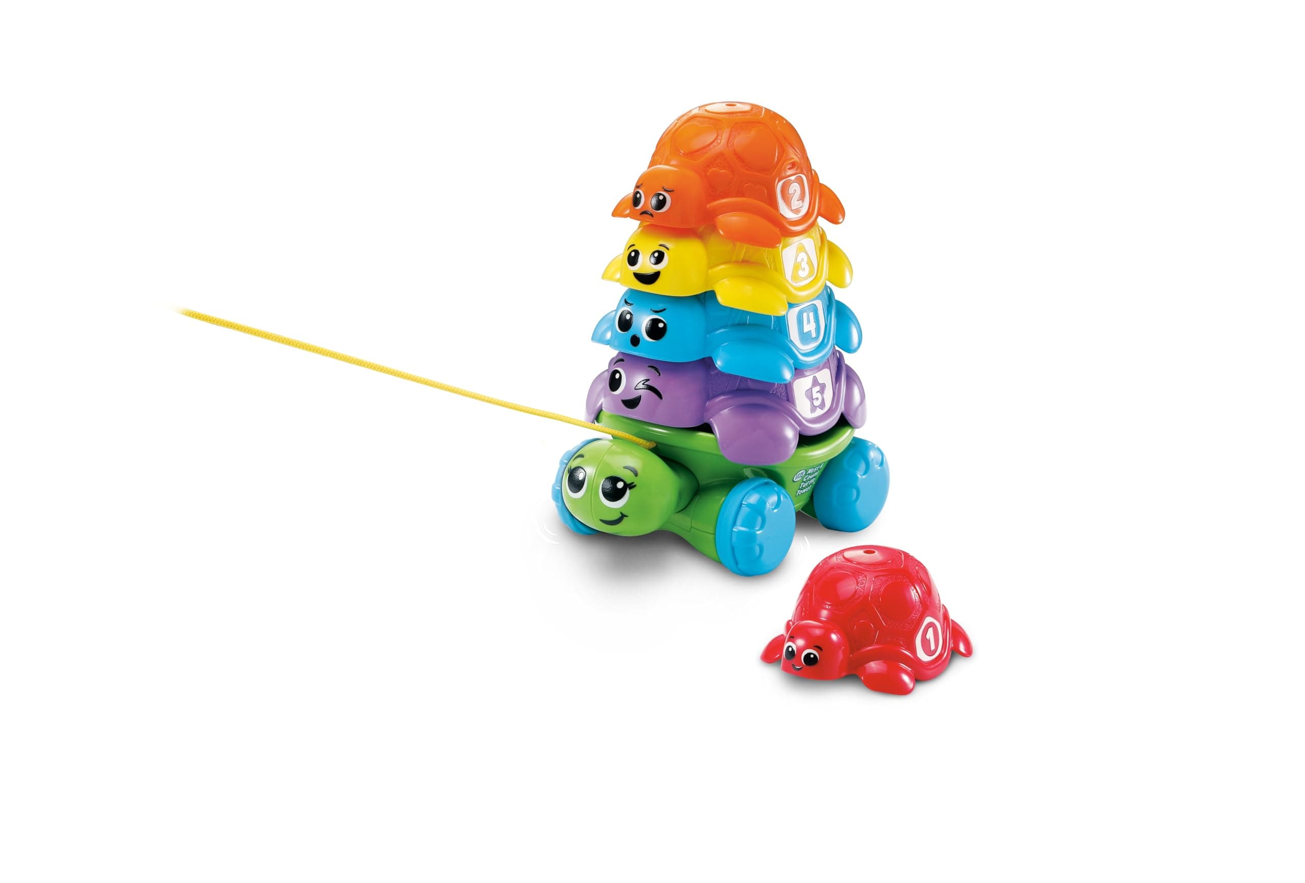 LeapFrog Nest & Count Turtle Tower, Pull Along, Stacking Toy, Teaches Colours, Shapes & Numbers, Includes 5 Turtle Shells, Sensory Baby Toy for 12, 18, 24 months +, English Version