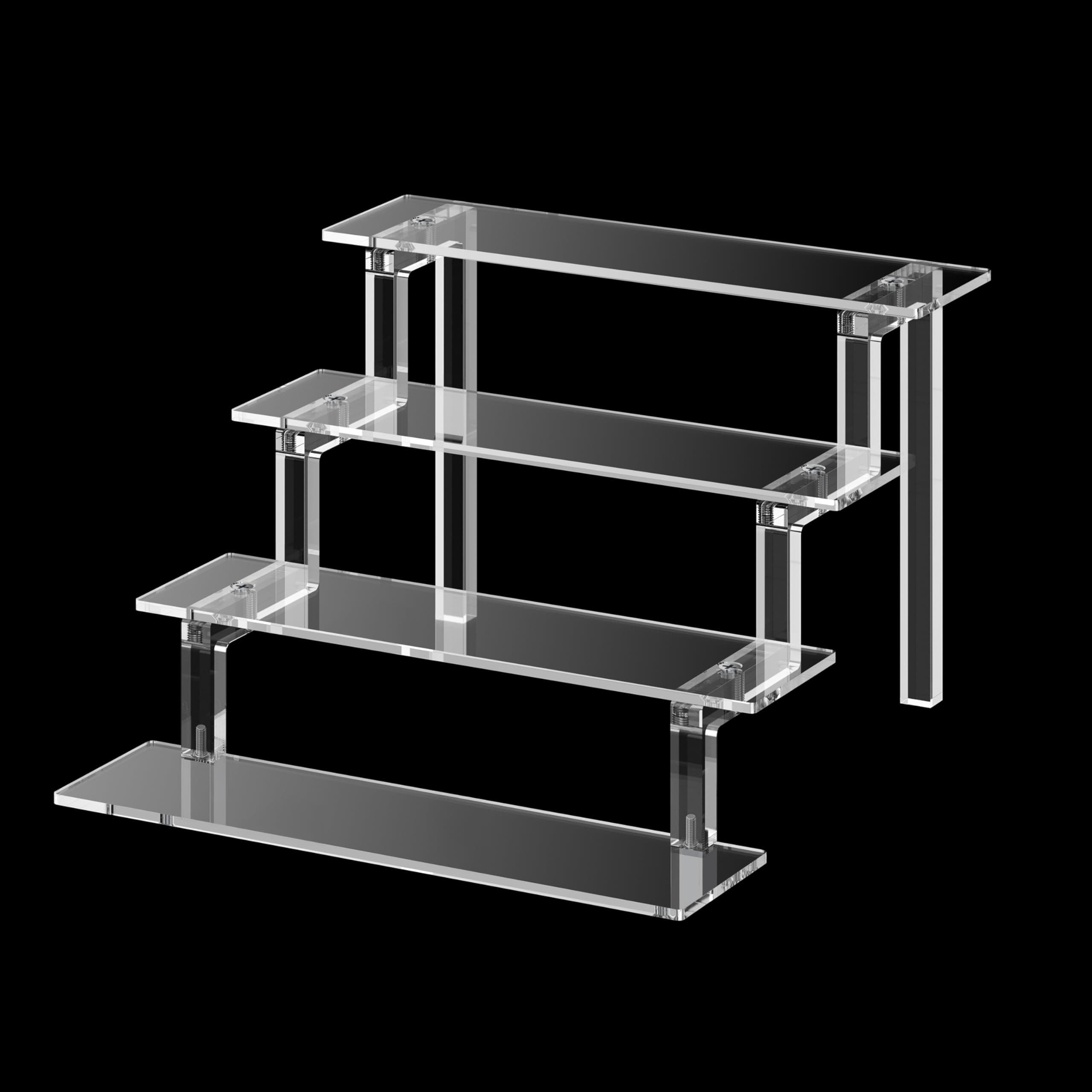 Acrylic Risers Display Stand 4 Tiered Clear Display Shelf for Small Collectibles, Perfume Organiser Holder Cupcake Dessert Stands Nail Polish Organizer Rack Acrylic Storage Shelves for Pop Figures