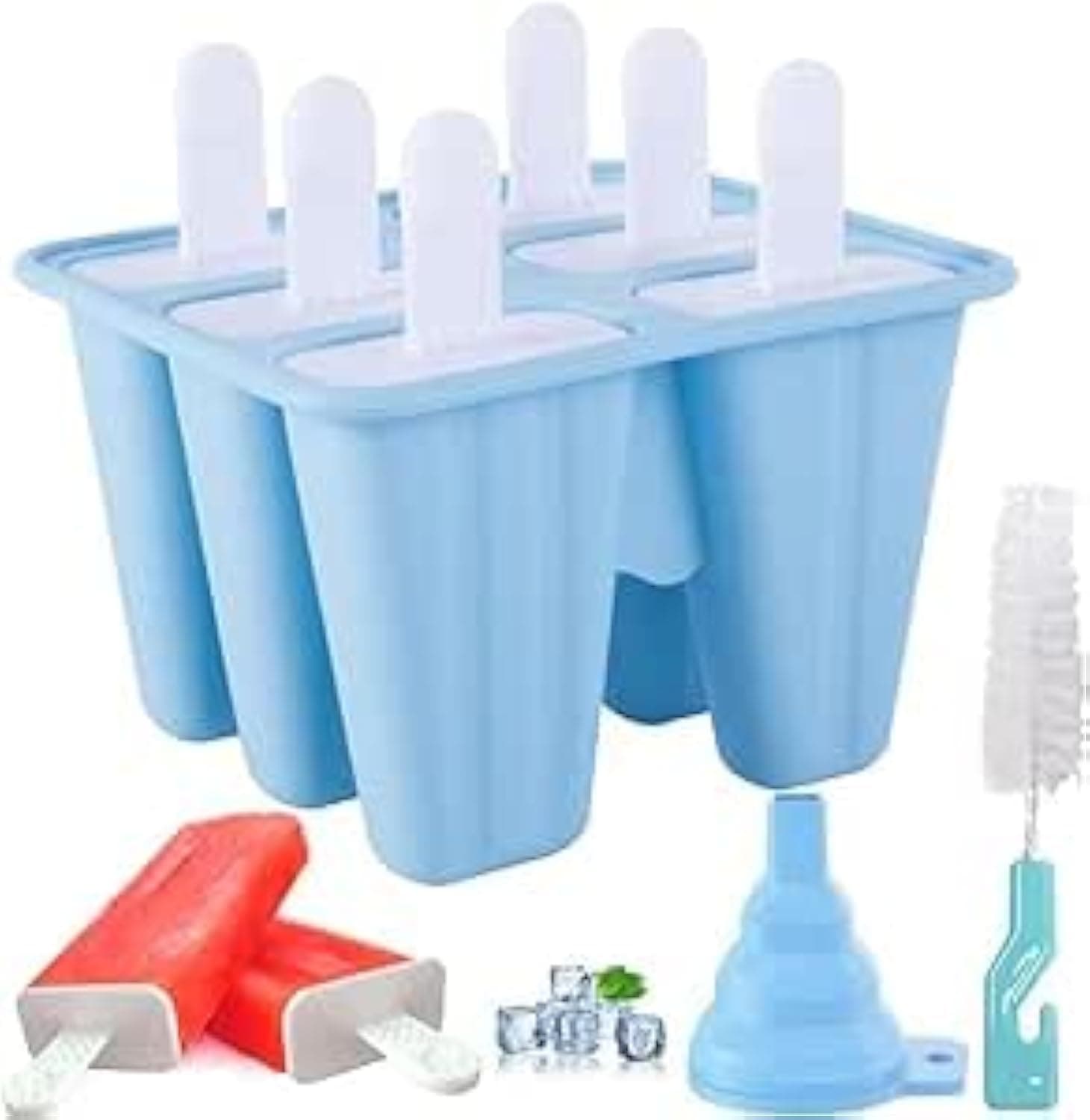 Popsicle Molds 6 Pieces Silicone Popsicle Molds Easy Release Reusable BPA-free Popsicle Maker Ice Pop Molds Dishwasher Safe Ice Cream Molds for Kid Homemade Blue 