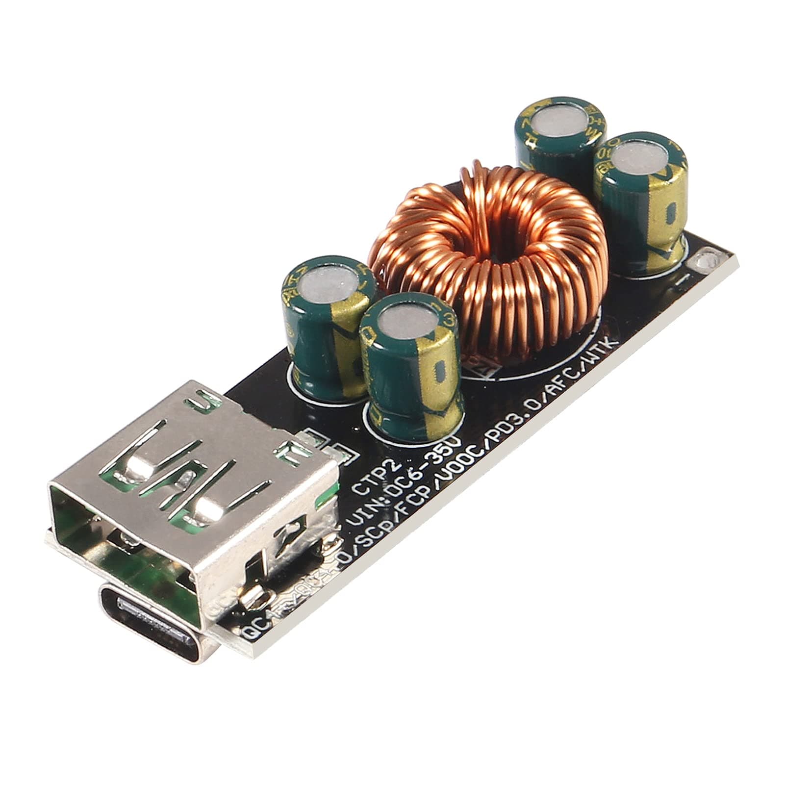 ACEIRMC 60W 6-35V DC to USB Type C PD 3.0 QC4 Type A QC3.0 DC Fast Charge 12V 24V Step-Down Power Module USB Type-C Mobile Phone Quick Charge Adapter (1pcs)