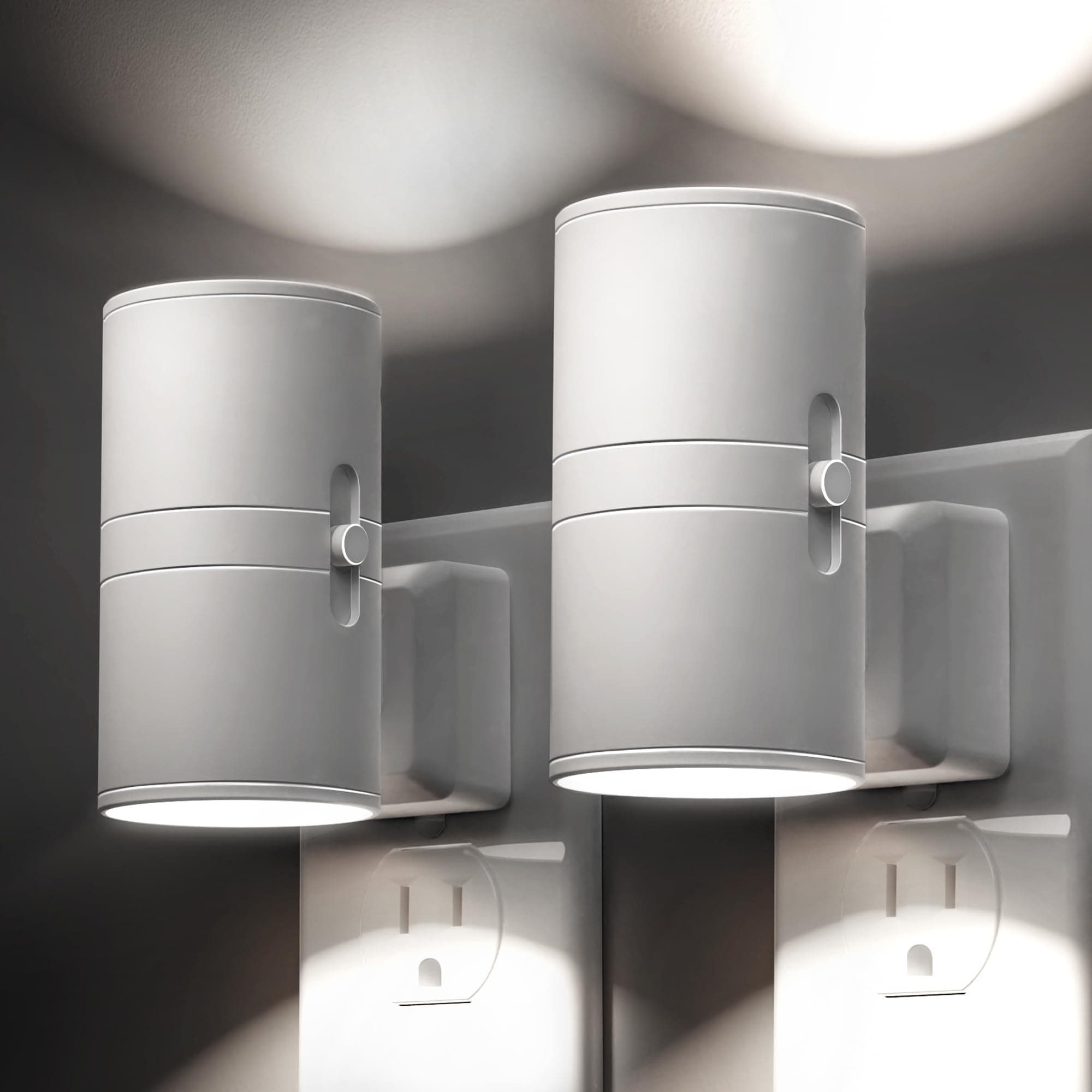 L LOHAS LED Bright Night Light, Night Lights Plug into Wall, Daylight White, Dimmable Nightlight Plug in White Shade, Light Sensor, Decorative LED Nightlights for Hallway Bathroom Kitchen, 2 Pack