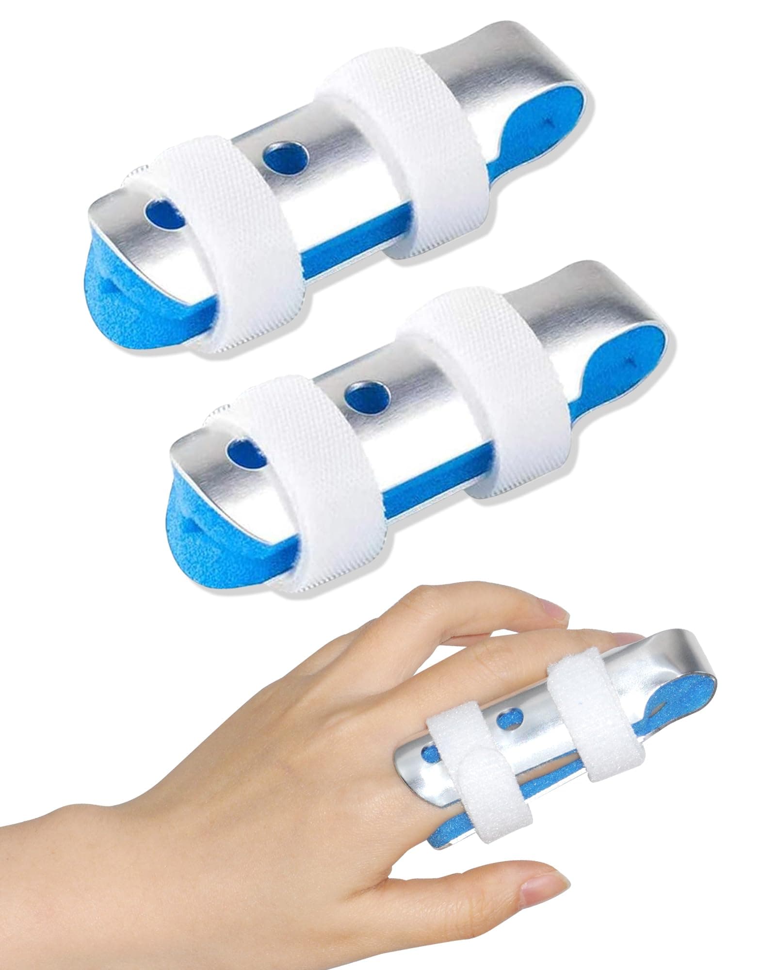 2PCS Metal Finger Splint Middle Finger, Medium Size Finger Brace Stabilizer for Broken Fingers, Finger Splints for Arthritis Trigger Fingers to Straighten Index Pointer Pinky Ring