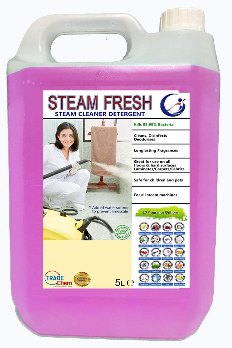 4 x 5L STEAM CLEANING DETERGENT SOLUTION - STEAM CLEANER FLUID FOR ALL MACHINES INC VAX - BERRY FRESH