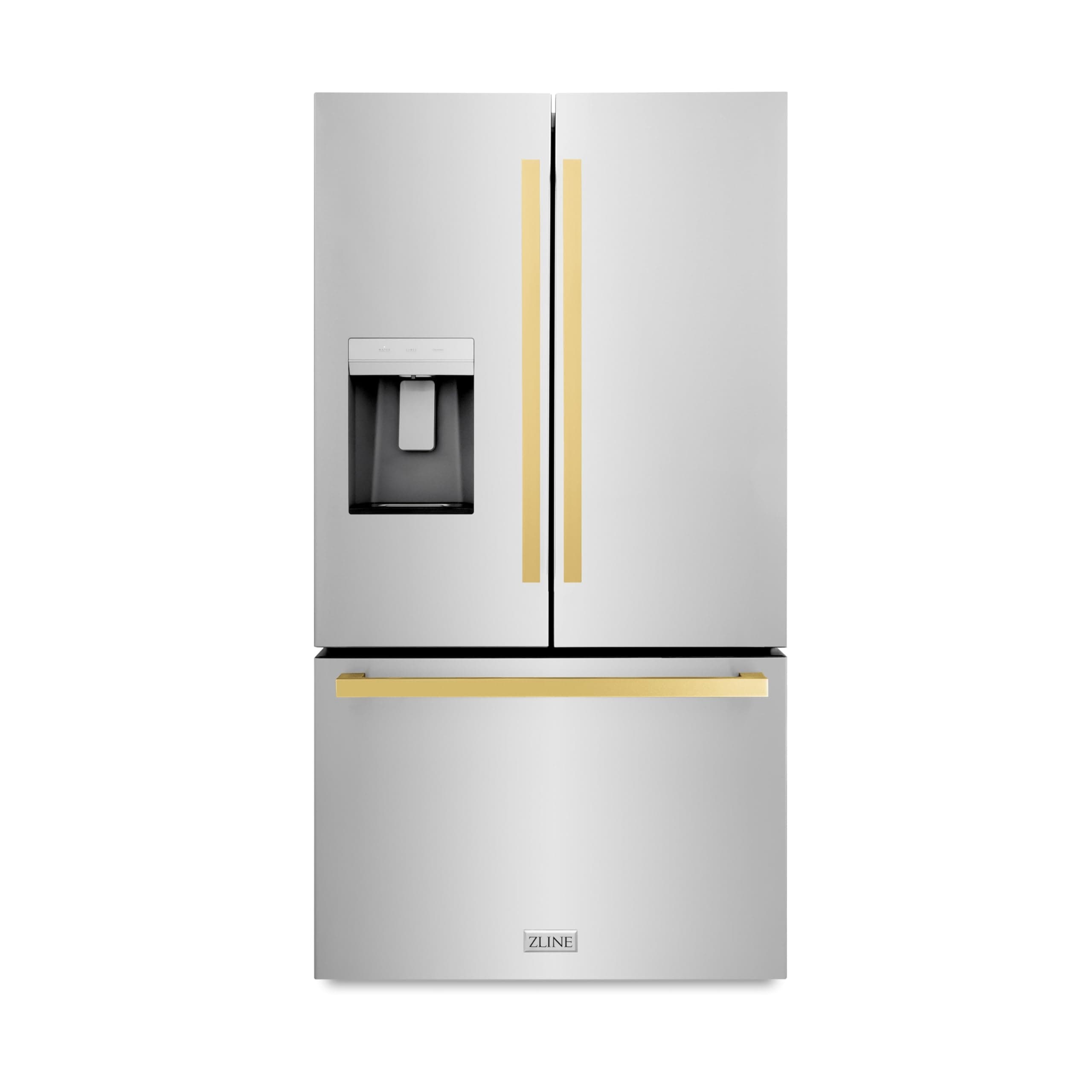 Z Line Kitchen and Bath ZLINE Autograph 36 in. Standard-Depth Refrigerator w/Polished Gold Handles (RSMZ-W-36-FG)