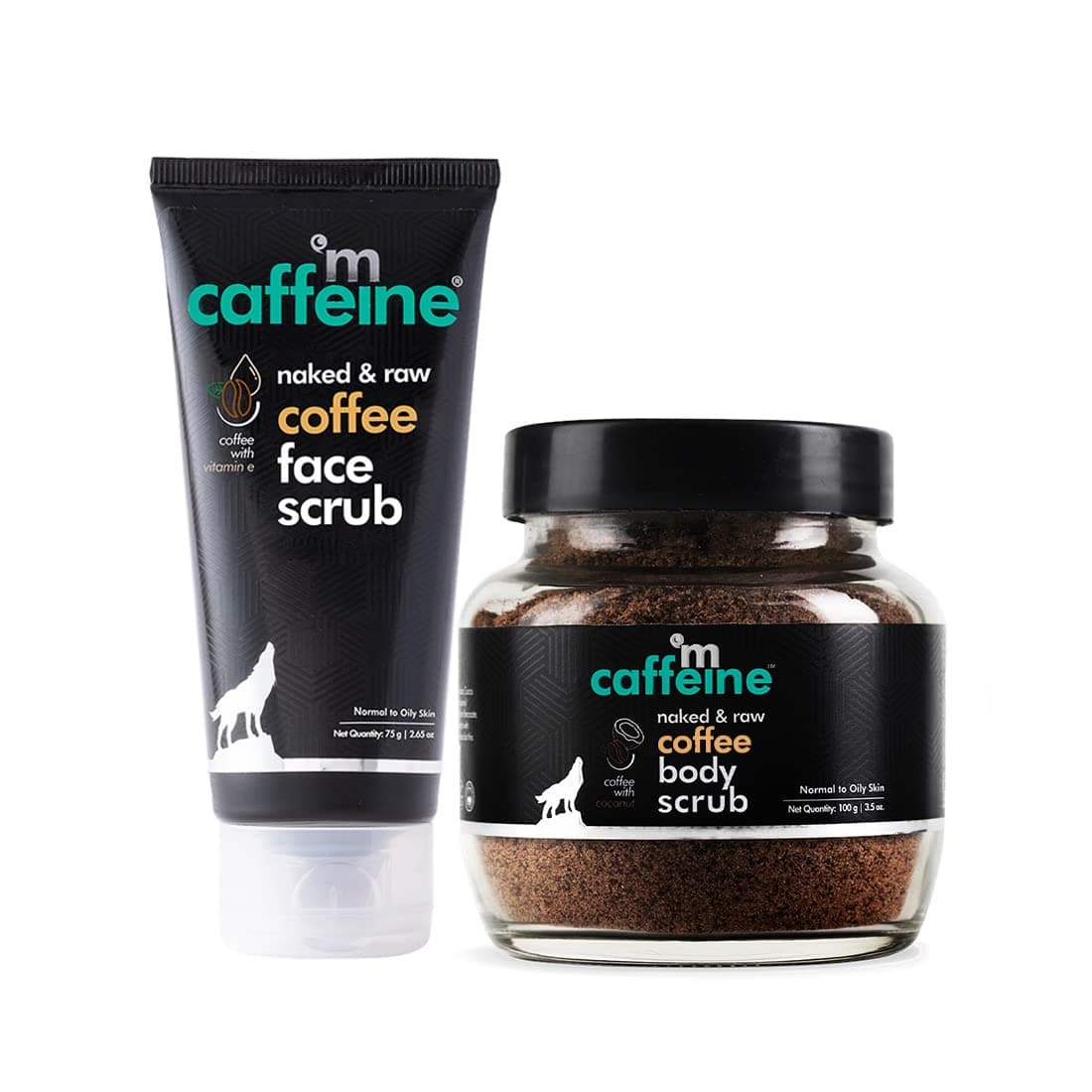 mCaffeine Coffee Face & Body Scrub Combo for Tan Removal | Exfoliating Detan Scrubs for Soft & Smooth Skin | Removes Tan, Blackheads and Dirt | For Men & Wome Diwali Gift Kit for Family & Friends | 175gm Value Pack