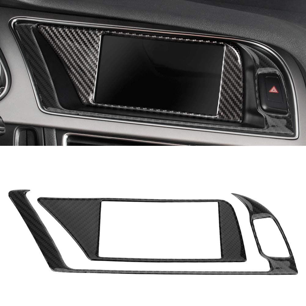 Qiilu GPS Navigator Panel Frame Trim Carbon Fiber Car Interior GPS Navigation Panel Frame Cover Trim Fit for B8 A4 A5 S4 S5 Car Interior Accessories