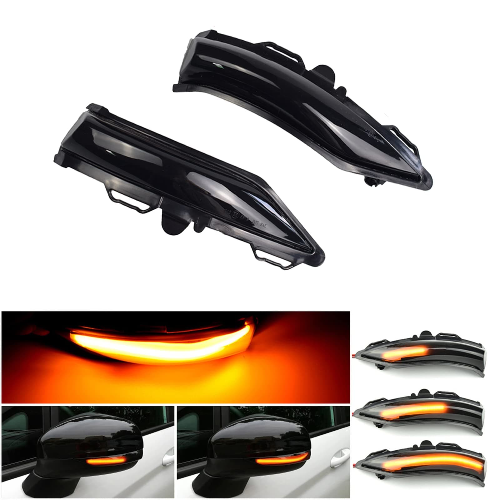 PAISEN1 Pair LED Side Wing Rearview Mirror ,Flowing Sequential Turn Signal Light, Flowing Sequential Turn Signal Light,for Fiesta ST Line MK8 2018 2019 2020