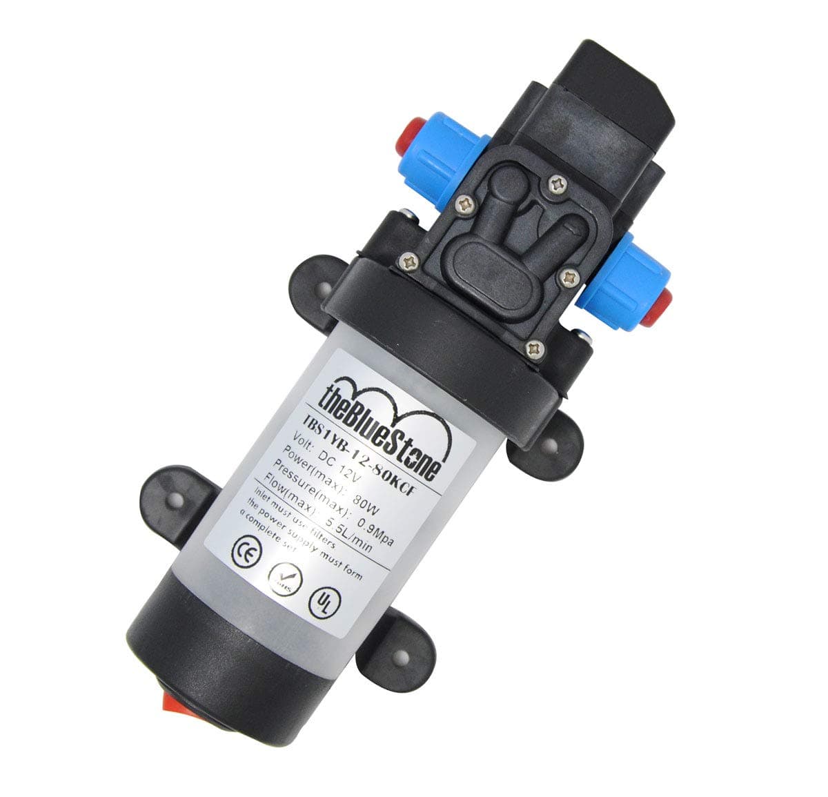 theBlueStone 80W DC 12V High Pressure Micro Diaphragm Demand Water Pump for Car Washing Boat Cleaning Garden Watering Outdoor Mist Cooling