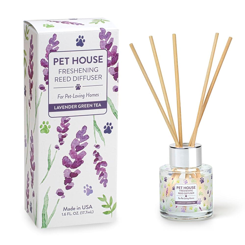 One Fur All, Pet House Reed Diffuser - Long Lasting Pet Odor Oil Diffuser - Non-Toxic Eco-Friendly Reed Diffuser Set & Sticks - Air Freshening Scented Diffuser for Home (Lavender Green Tea)