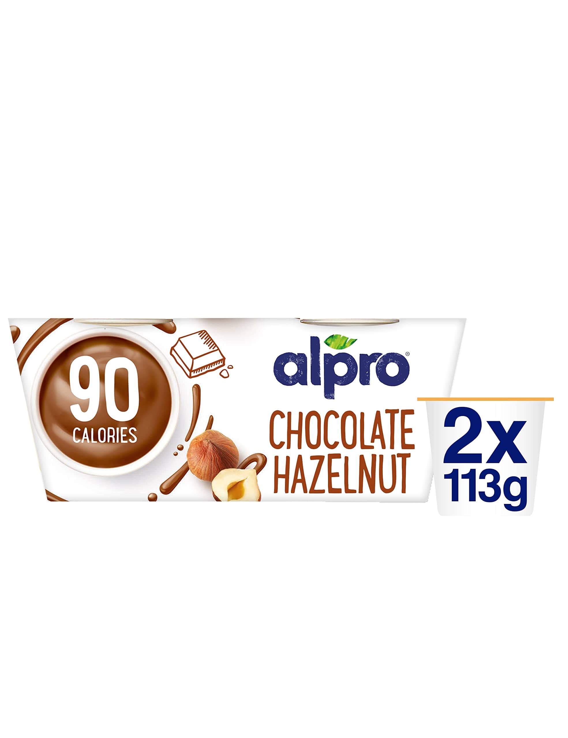 Alpro Low Calorie Hazelnut Chocolate, Plant-Based & Soya Dessert, Vegan & Dairy Free, 2 x 113g