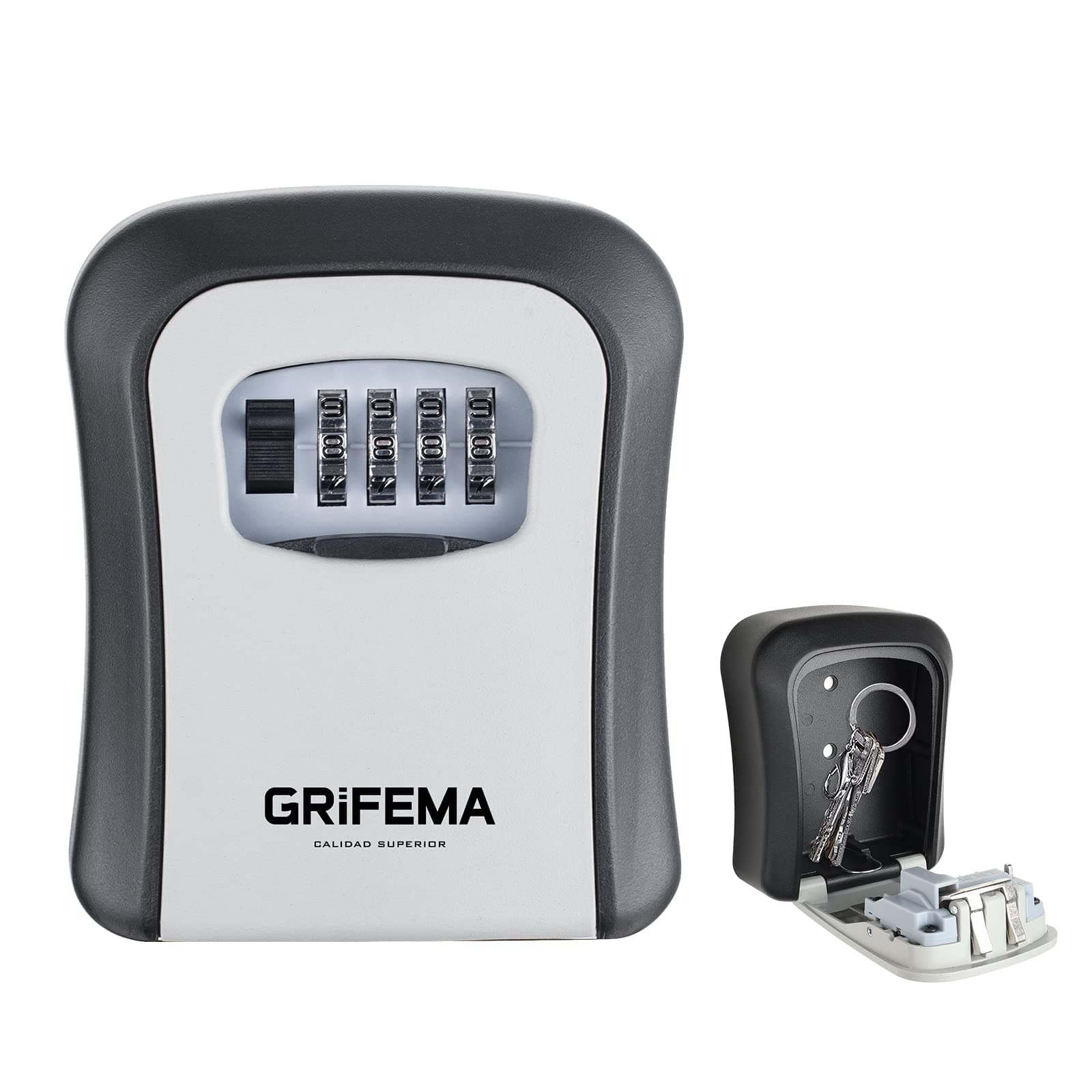 GRIFEMA Key Safe Wall Mounted Police Approved, Key Lock Box Outdoor 4 Digit Combination, Heavy Duty Waterproof Key Cabinet for Home Garage School Airbnb GA1003-1