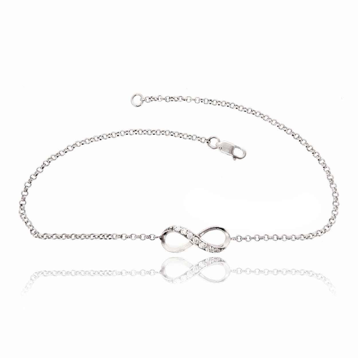 SOVATS Infinity Stone Chain Bracelet For Women 925 Sterling Silver Rhodium Plated - Lucky Symbol, Perfect For Valentines Day Gifts