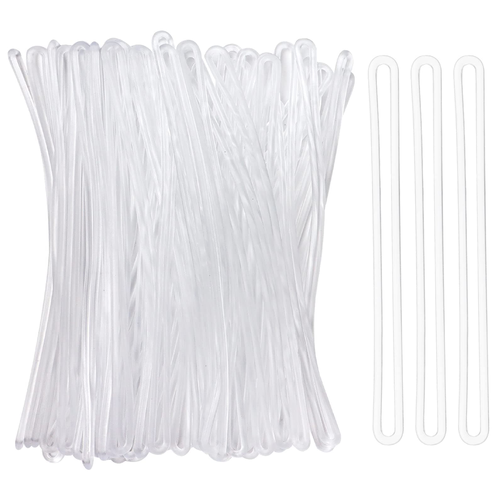 SBYURE 100 Pack Clear Plastic Luggage Straps, Worm Loops for Luggage Tags, Plastic Name Tag Loop for Identification Cards ID, 6 inch