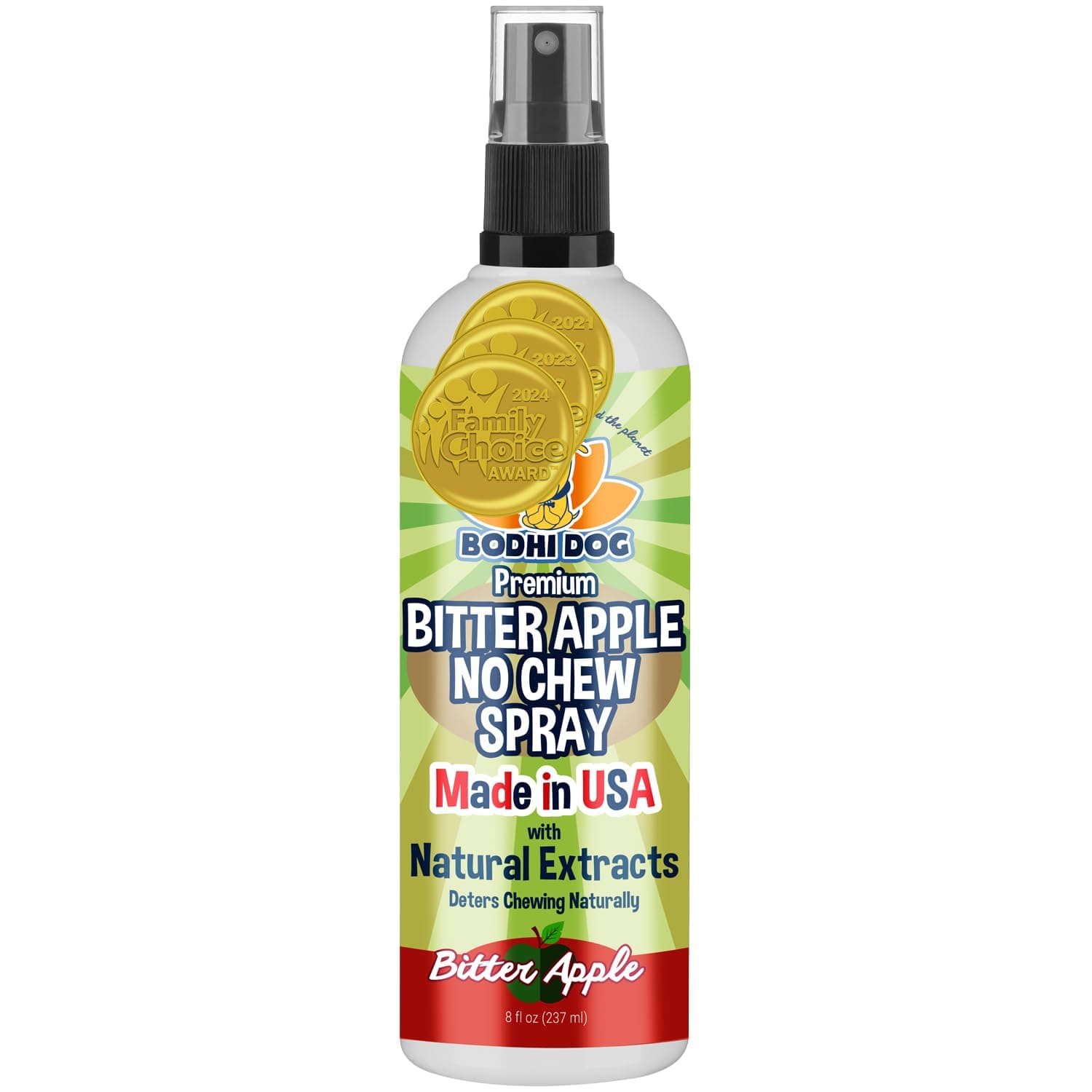 Premium Bitter Apple No Chew Spray | Natural Training Aid | Bitter Apple Chewing Spray for Dogs & Puppies | Deter Dogs from Chewing & Biting | Made in USA | 8oz