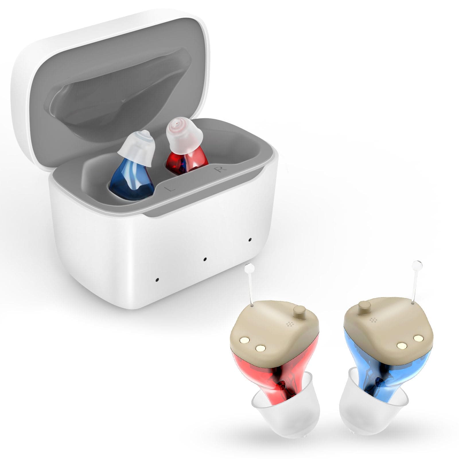 True Hearing Aids (Not Amplifier) 11 Channals Professional OTC Rechargeable Hearing Aids for Seniors Severe Hearing Loss with Noise Cancelling Hearing Aid with Magnetic Charging Box (Skin)