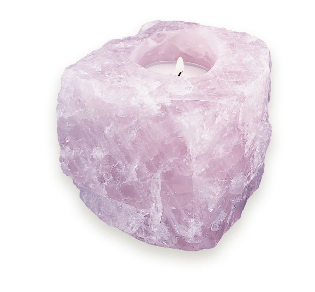 Quality Rose Quartz Tea Light Candle Holder - Free Tea Light Included!
