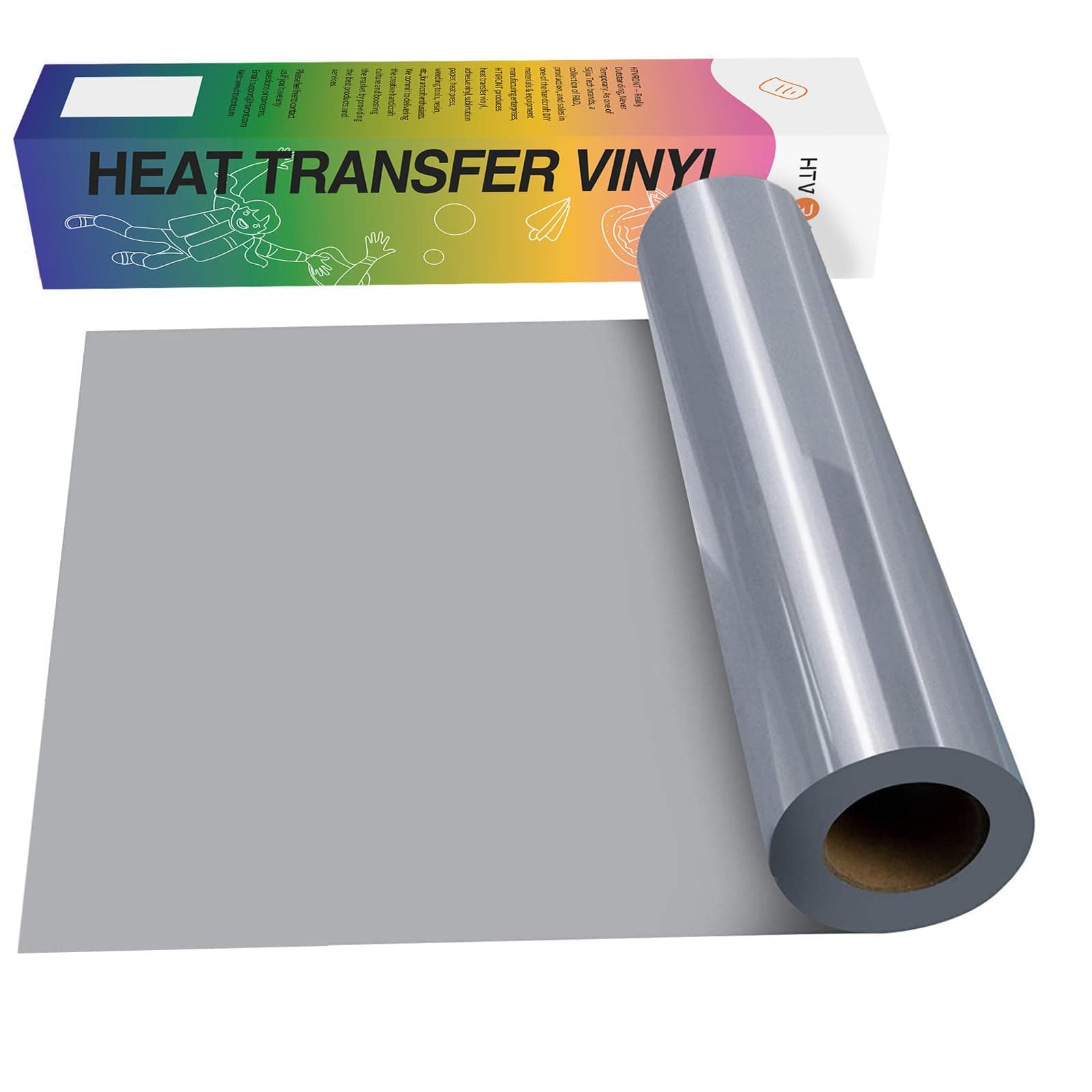 HTV Vinyl Rolls Heat Transfer Vinyl - 12" x 15ft Silver HTV Vinyl for Shirts, Iron on Vinyl for All Cutting Machines - Easy to Cut & Weed for Heat Vinyl Design (Silver)